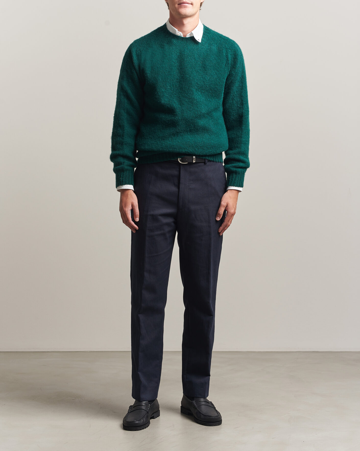 Men | Sweaters & Knitwear | Harley Of Scotland | Brushed Supersoft Lambswool Crewneck Tartan