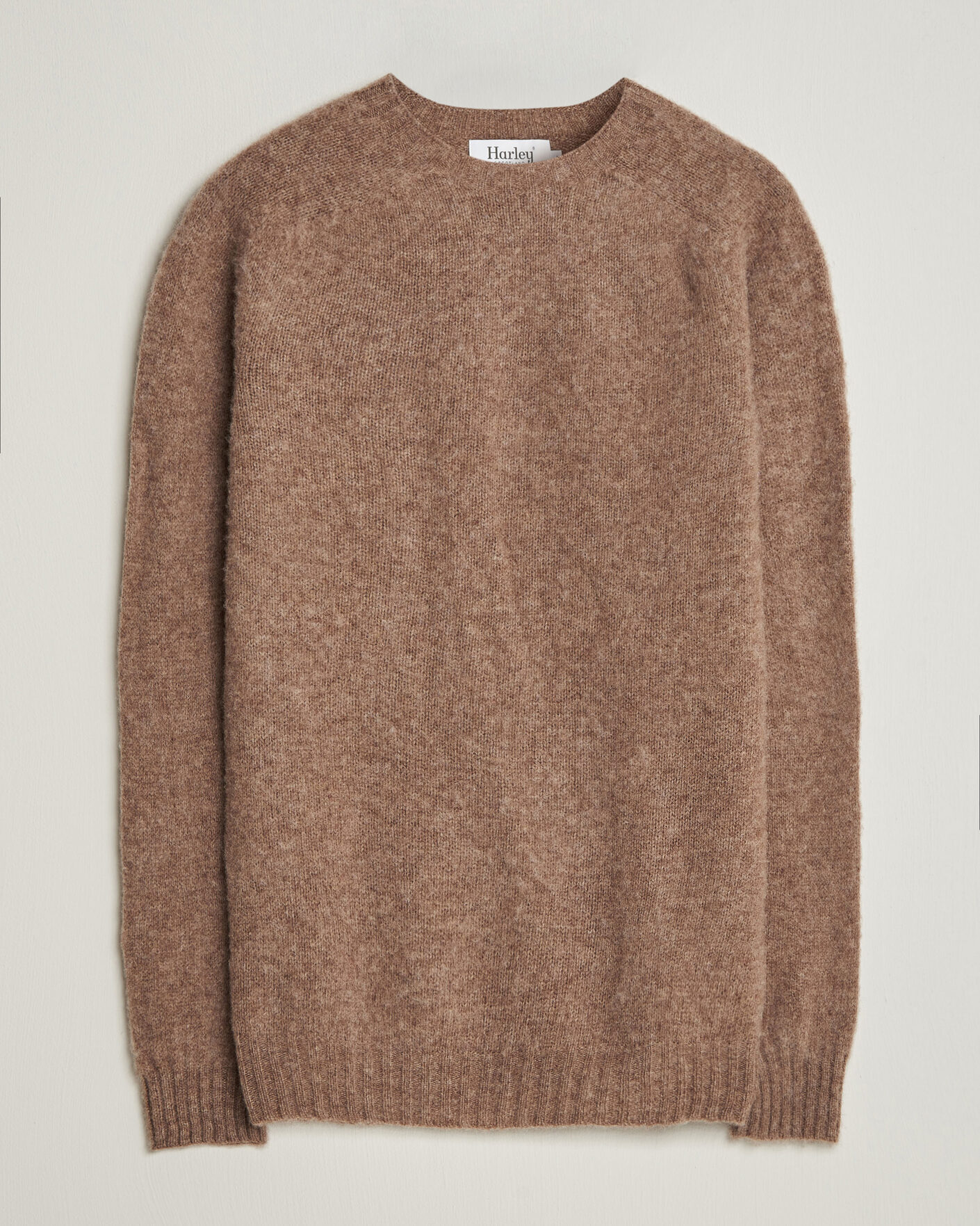 Men | Sweaters & Knitwear | Harley Of Scotland | Brushed Supersoft Lambswool Crewneck Tundra