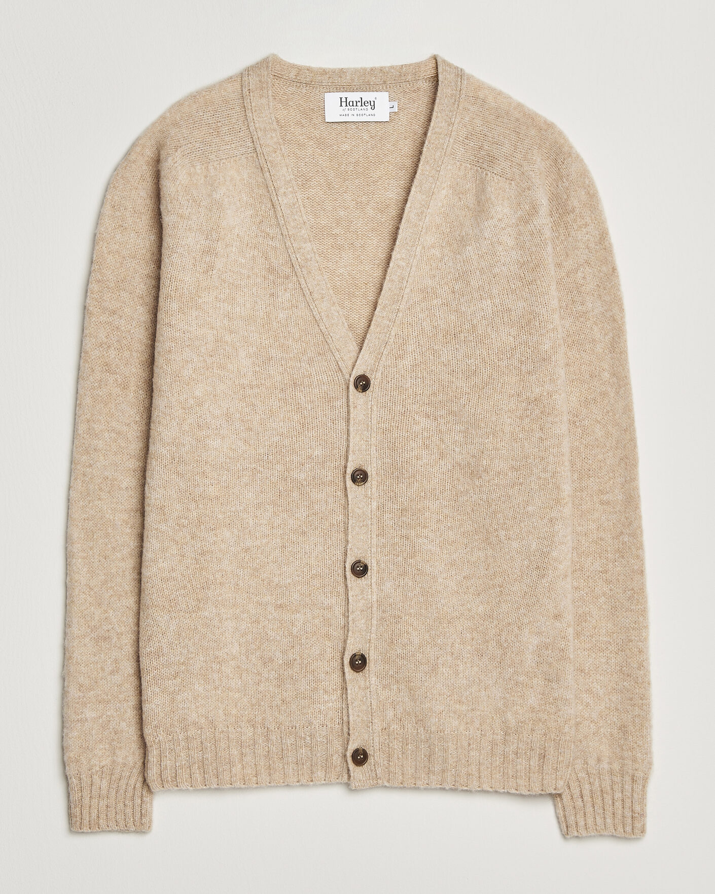 Men | Sweaters & Knitwear | Harley Of Scotland | Brushed Supersoft Lambswool Cardigan Calico