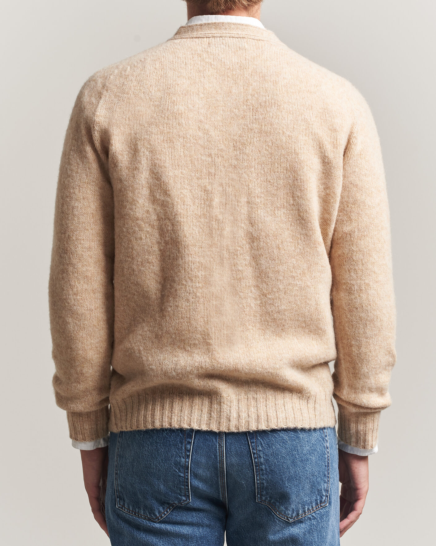 Men | Sweaters & Knitwear | Harley Of Scotland | Brushed Supersoft Lambswool Cardigan Calico
