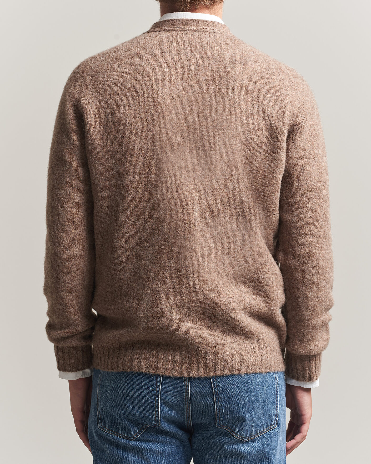 Men | Sweaters & Knitwear | Harley Of Scotland | Brushed Supersoft Lambswool Cardigan Tundra
