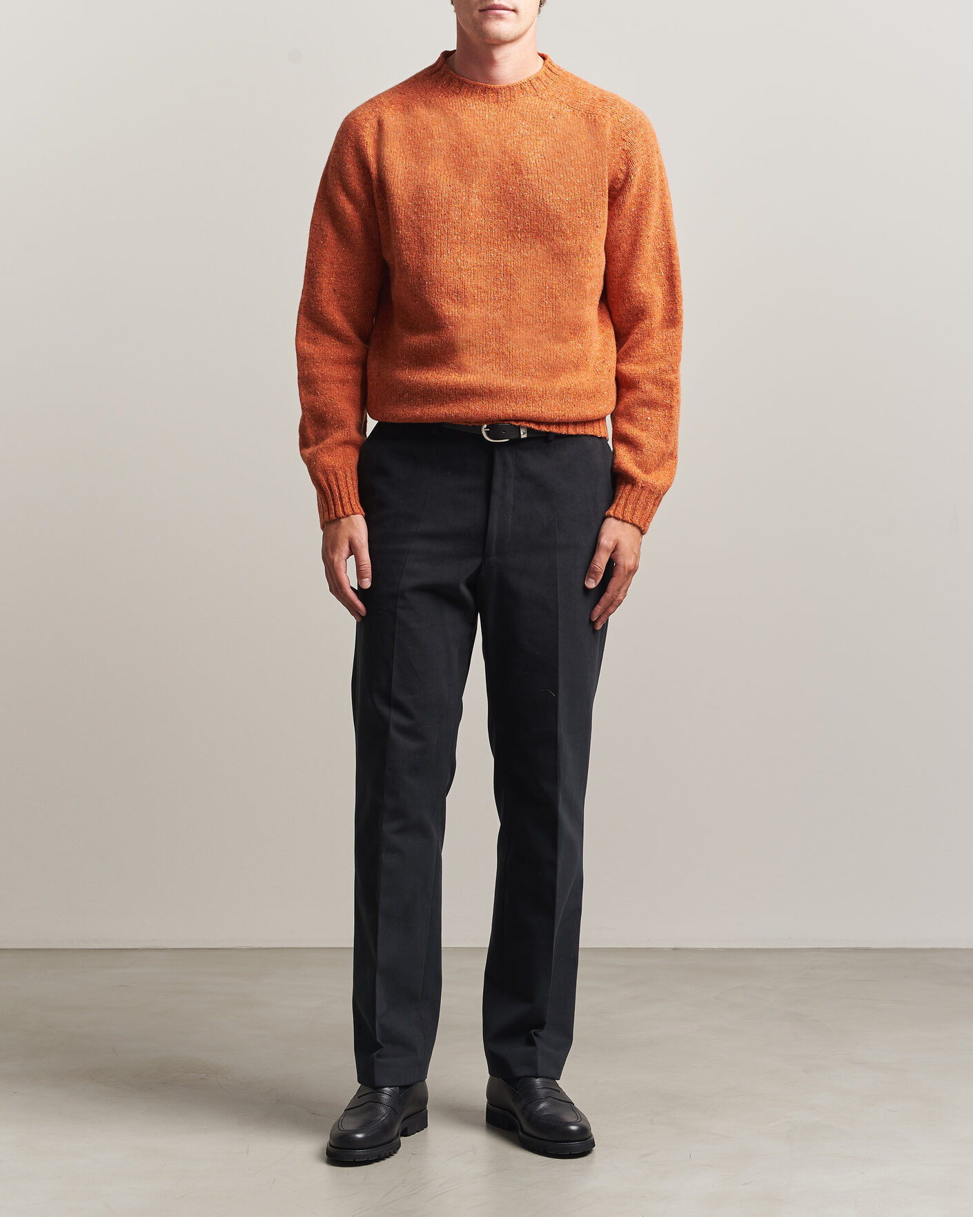 Men | Business & Beyond | Harley Of Scotland | Donegal Wool Crewneck Orange