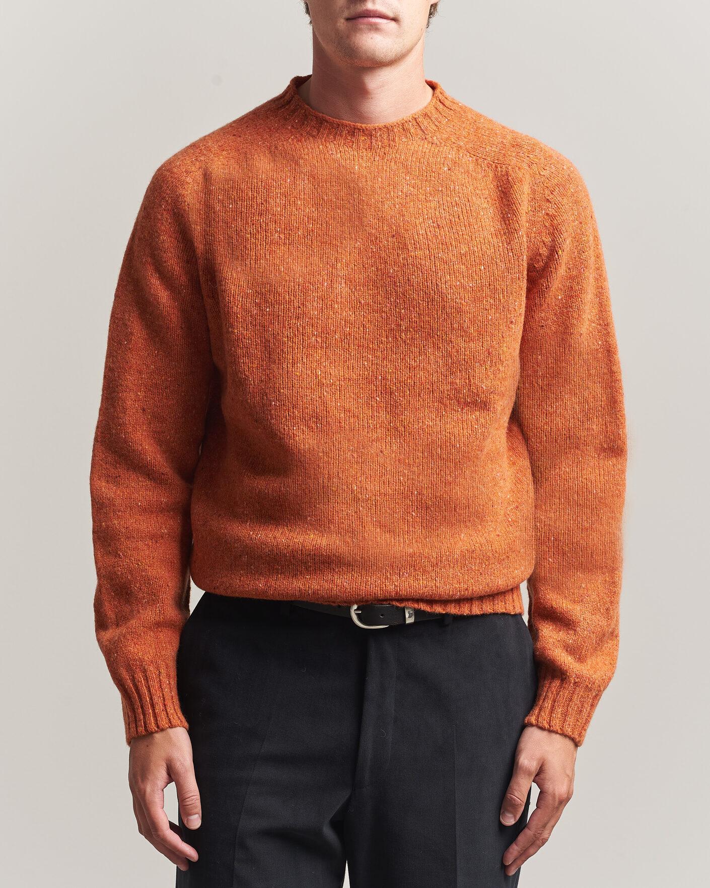 Men | Business & Beyond | Harley Of Scotland | Donegal Wool Crewneck Orange