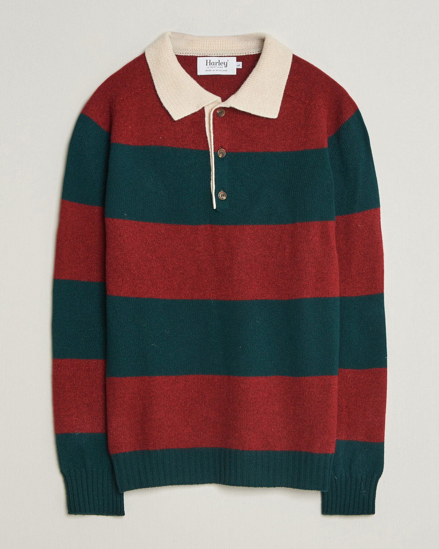 Men | Sweaters & Knitwear | Harley Of Scotland | Supersoft 2ply Lambswool Rugby Green/Red