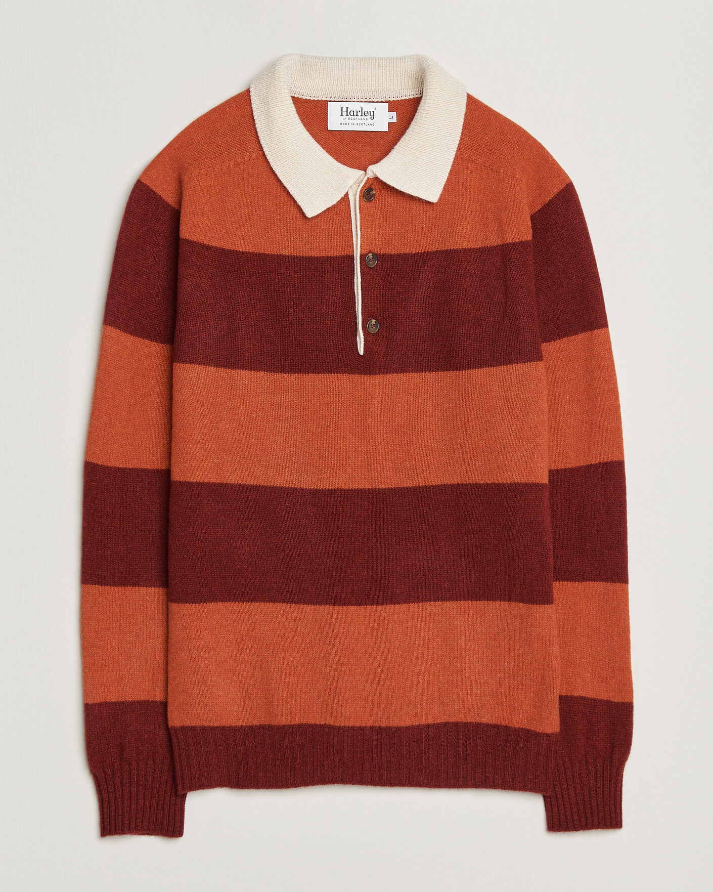 Men | Sweaters & Knitwear | Harley Of Scotland | Supersoft 2ply Lambswool Rugby Red/Orange