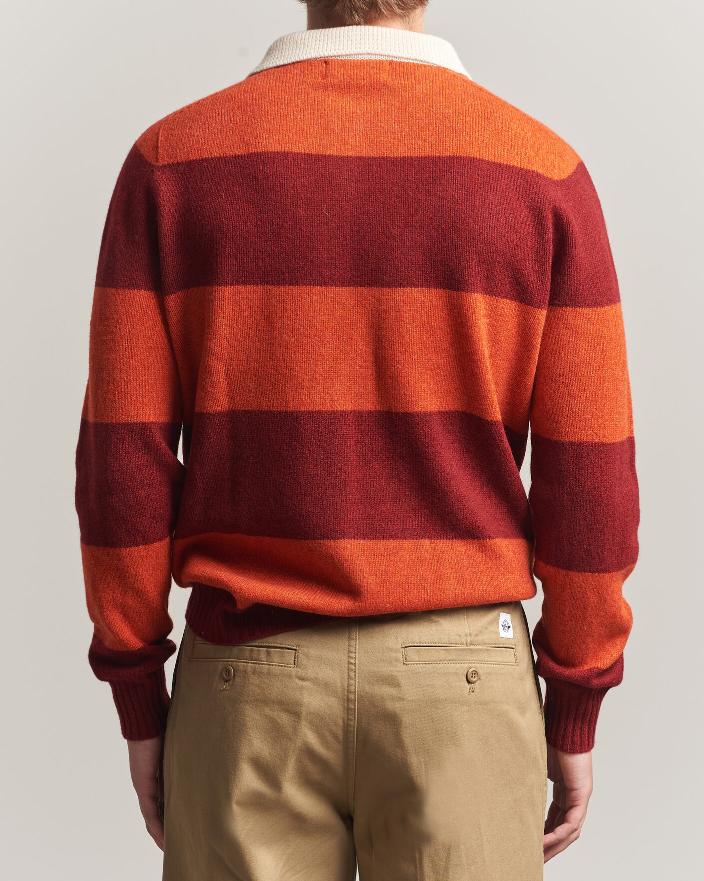 Men | Sweaters & Knitwear | Harley Of Scotland | Supersoft 2ply Lambswool Rugby Red/Orange