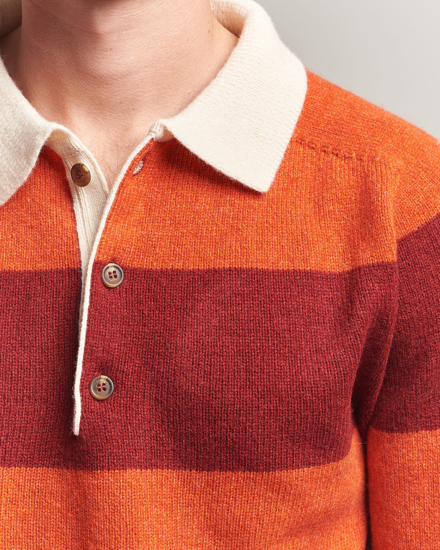 Men | Sweaters & Knitwear | Harley Of Scotland | Supersoft 2ply Lambswool Rugby Red/Orange