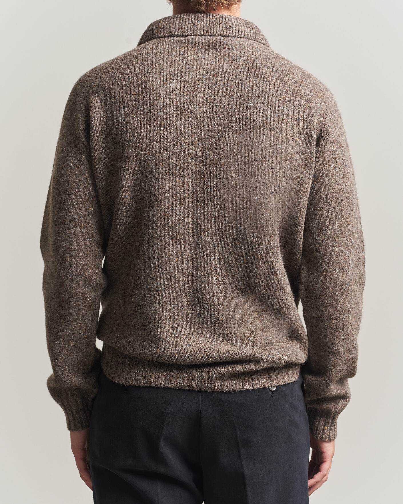 Men | Sweaters & Knitwear | Harley Of Scotland | Donegal Wool Polo Brown
