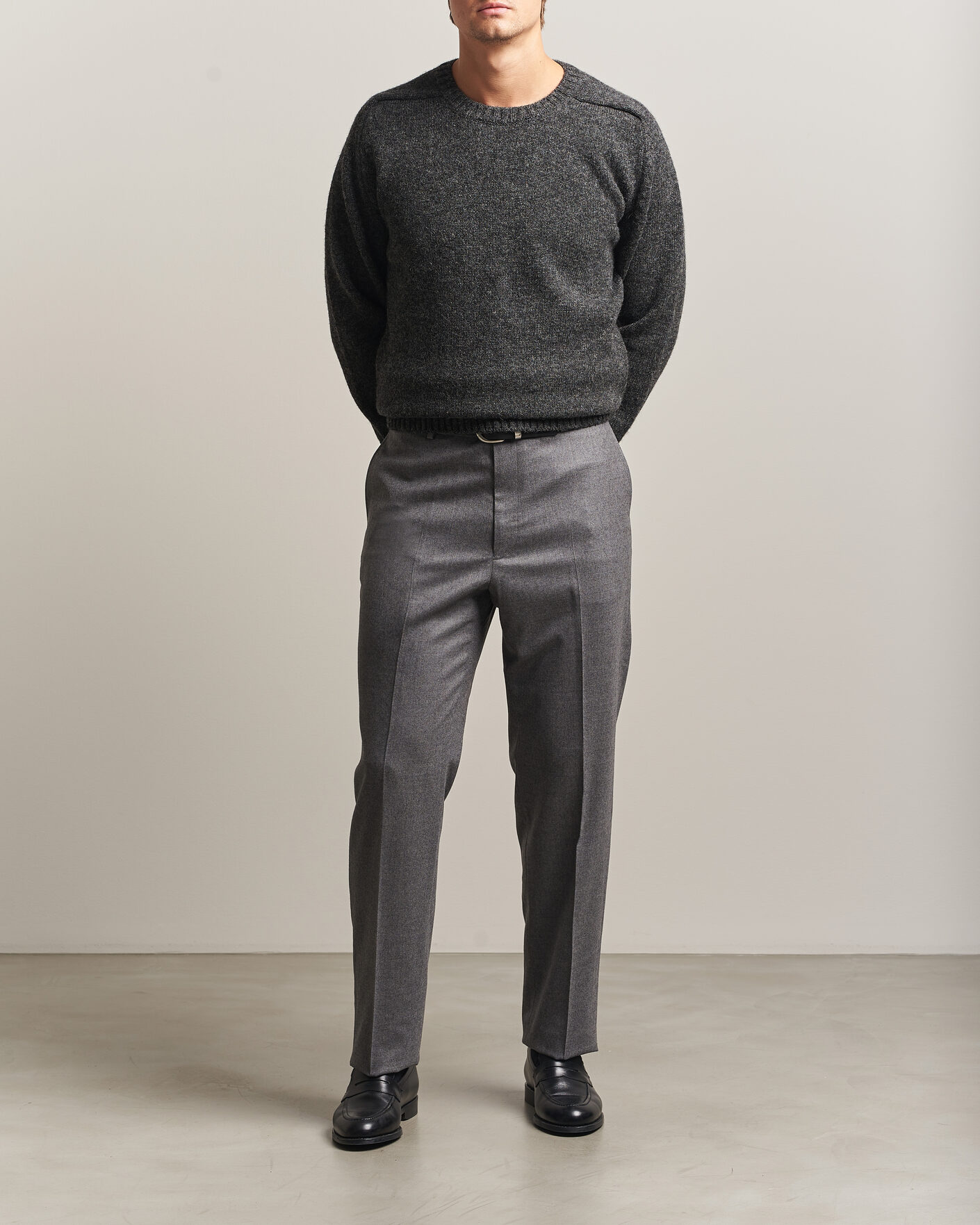 Men | Trousers | Kamakura Shirts | Saxony Wool Ivy Trousers Mid Gray
