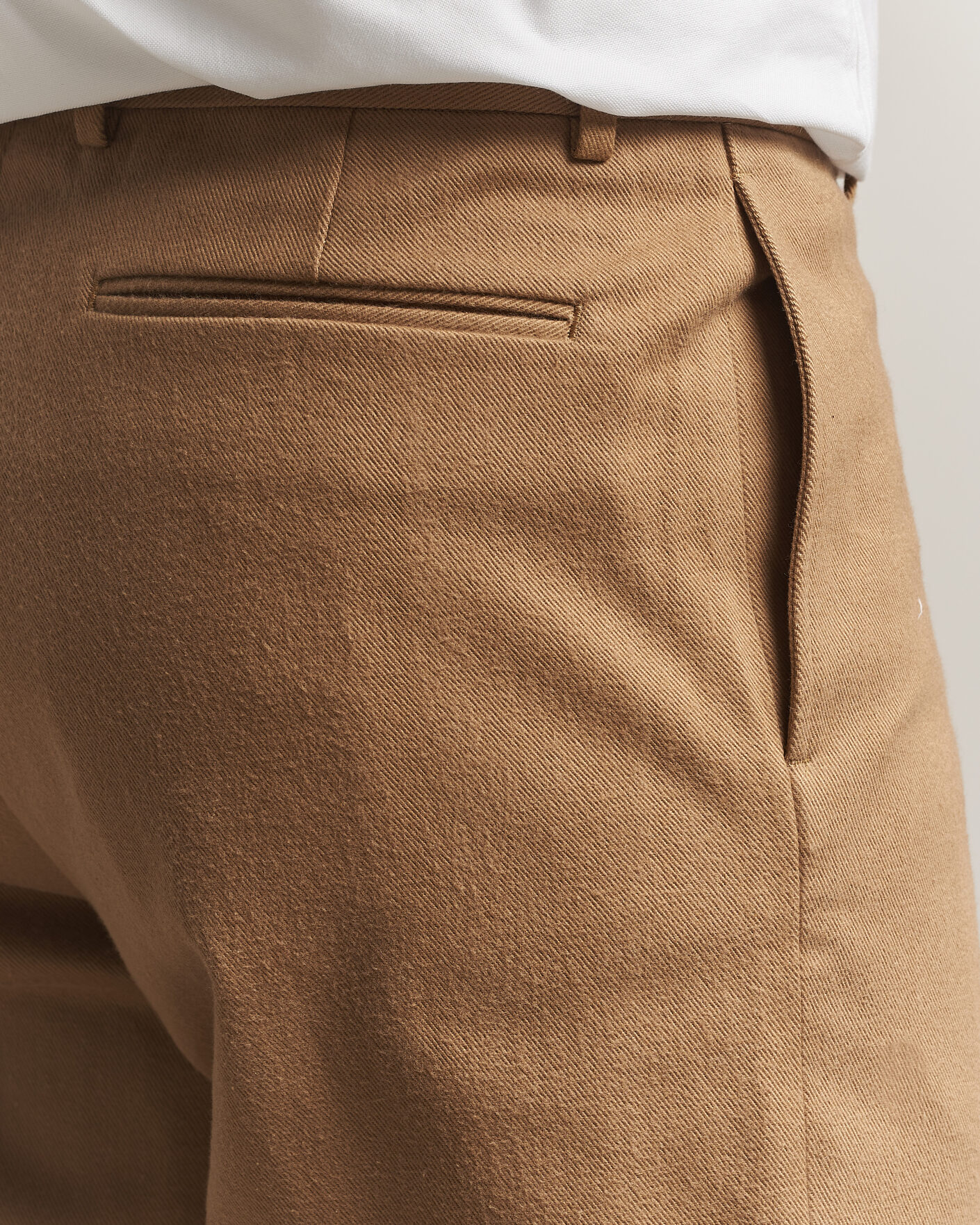 Men | Trousers | Kamakura Shirts | Brushed Cotton Twill Ivy Trousers Beige