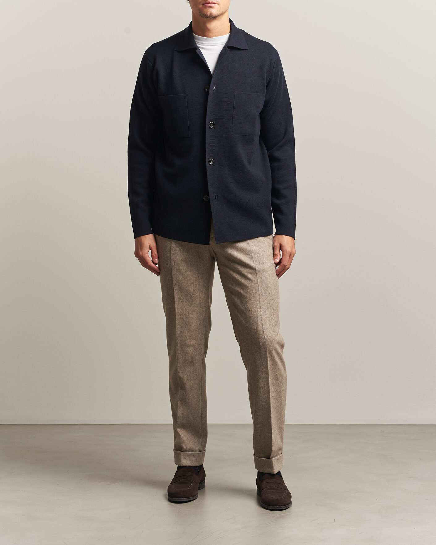 Men | Shirts | Lardini | Knitted Pocket Overshirt Navy