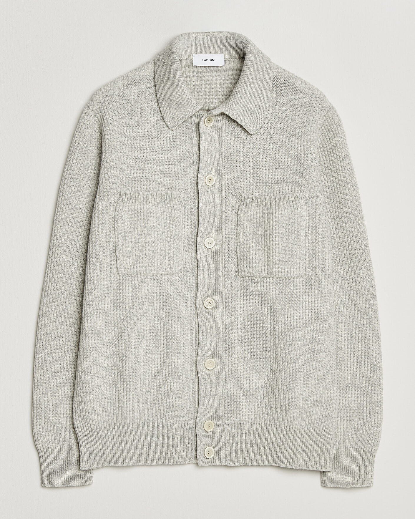 Men | Sweaters & Knitwear | Lardini | Heavy Knitted Cardigan Light Grey