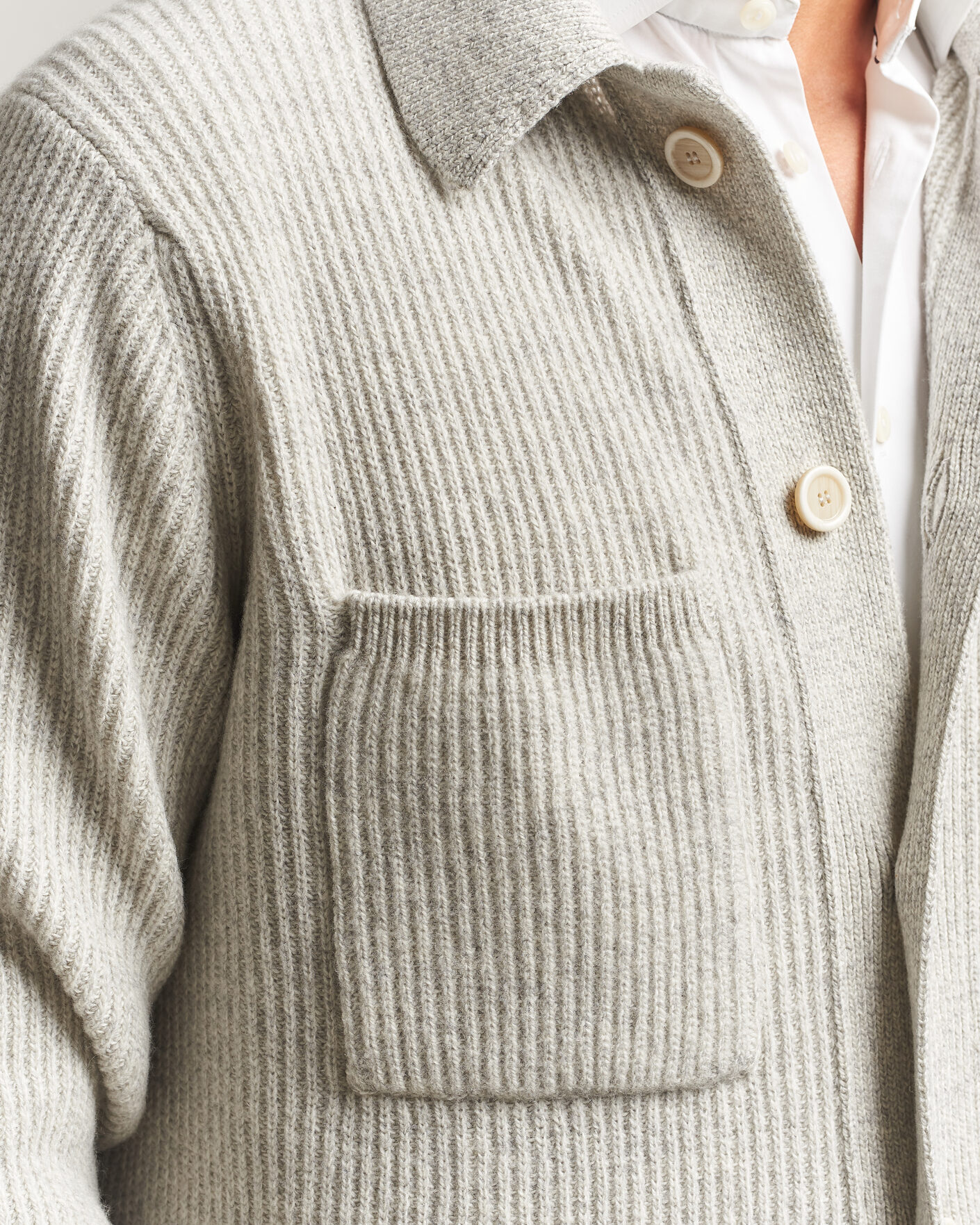 Lardini Heavy Knitted Cardigan Light Grey at CareOfCarl.com