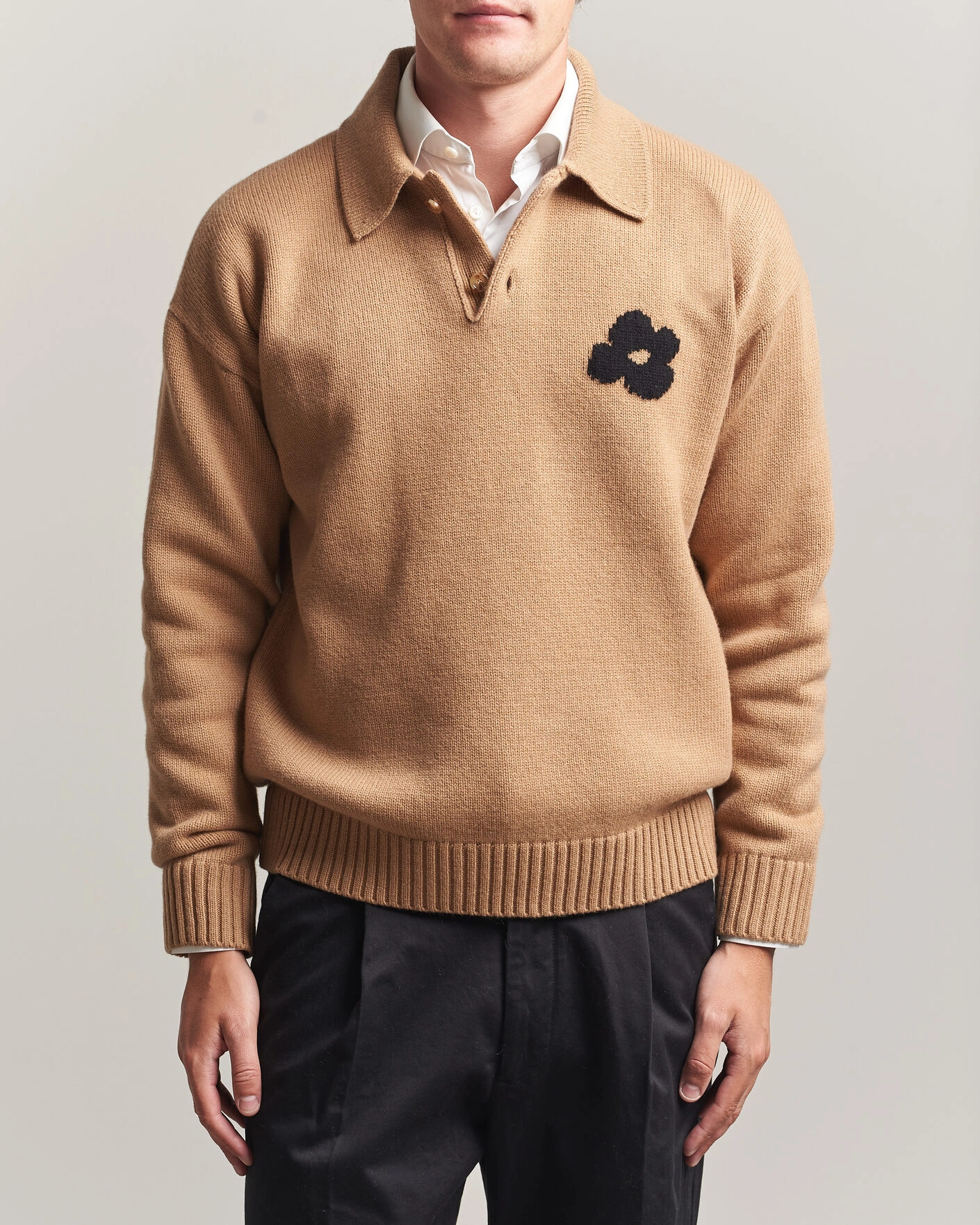 Men | Sweaters & Knitwear | Lardini | Knitted Wool/Cashmere Polo Brown