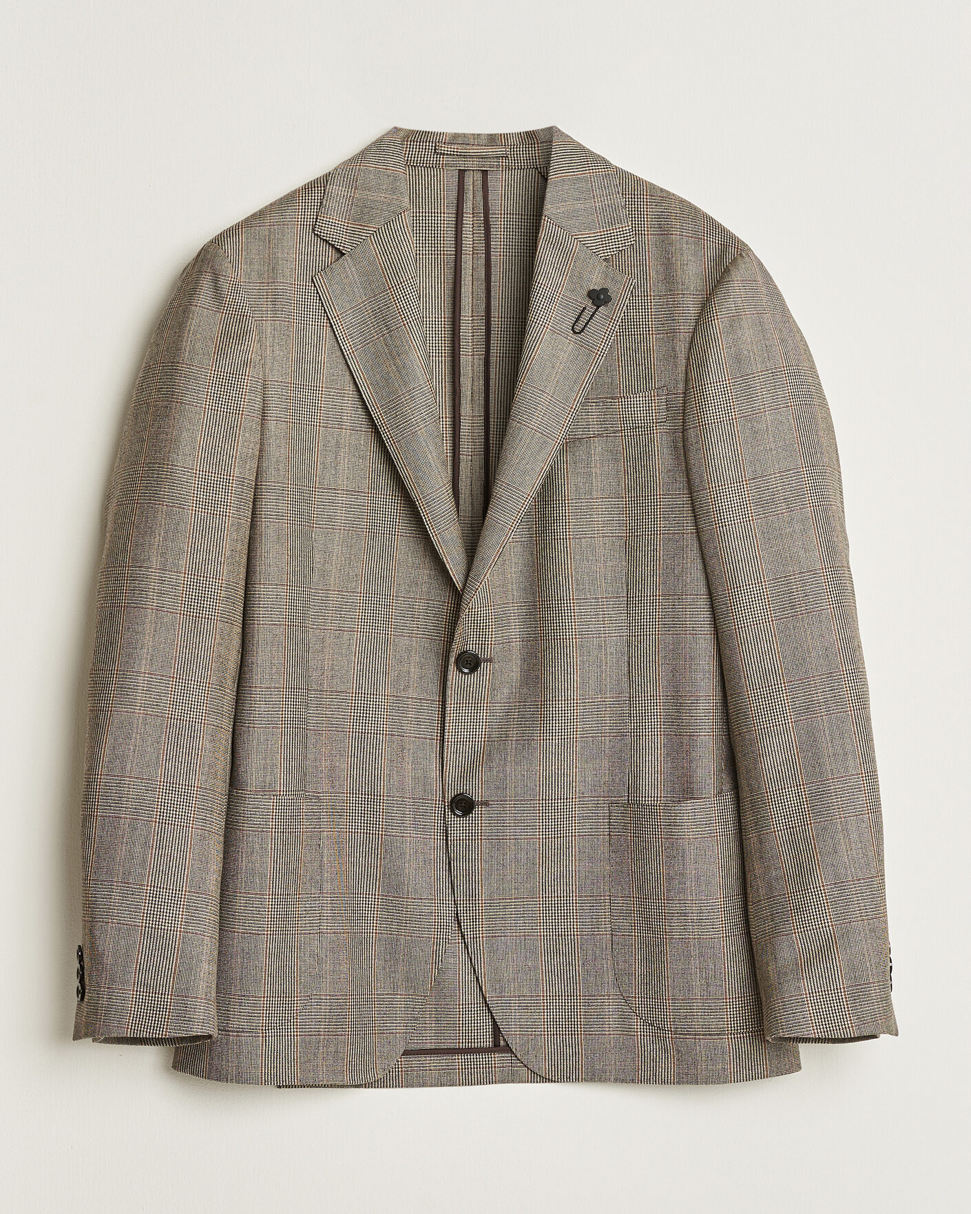 Lardini Wool Prince of Wales Check Blazer Brown at CareOfCarl.com