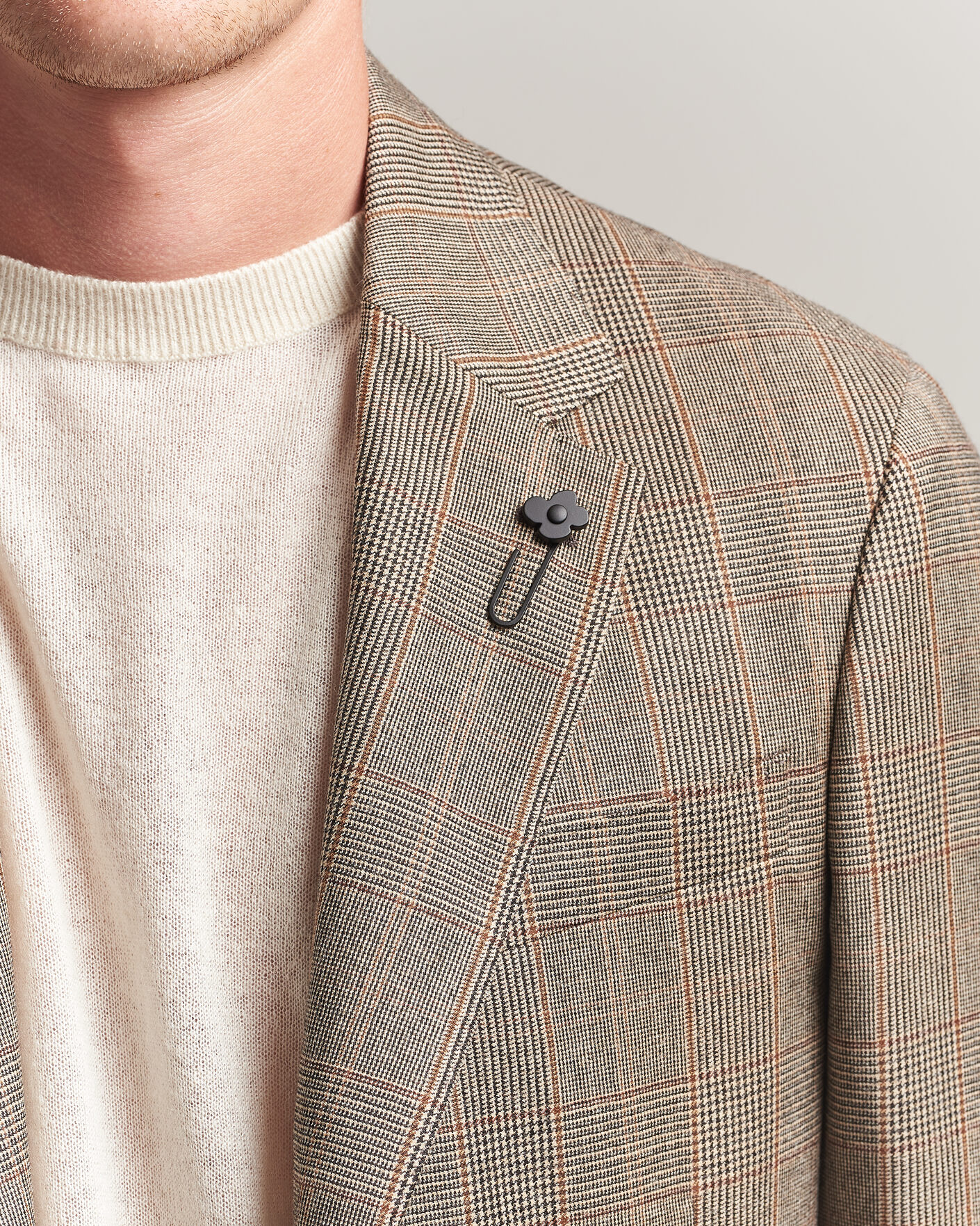 Men | Blazers | Lardini | Wool Prince of Wales Check Blazer Brown