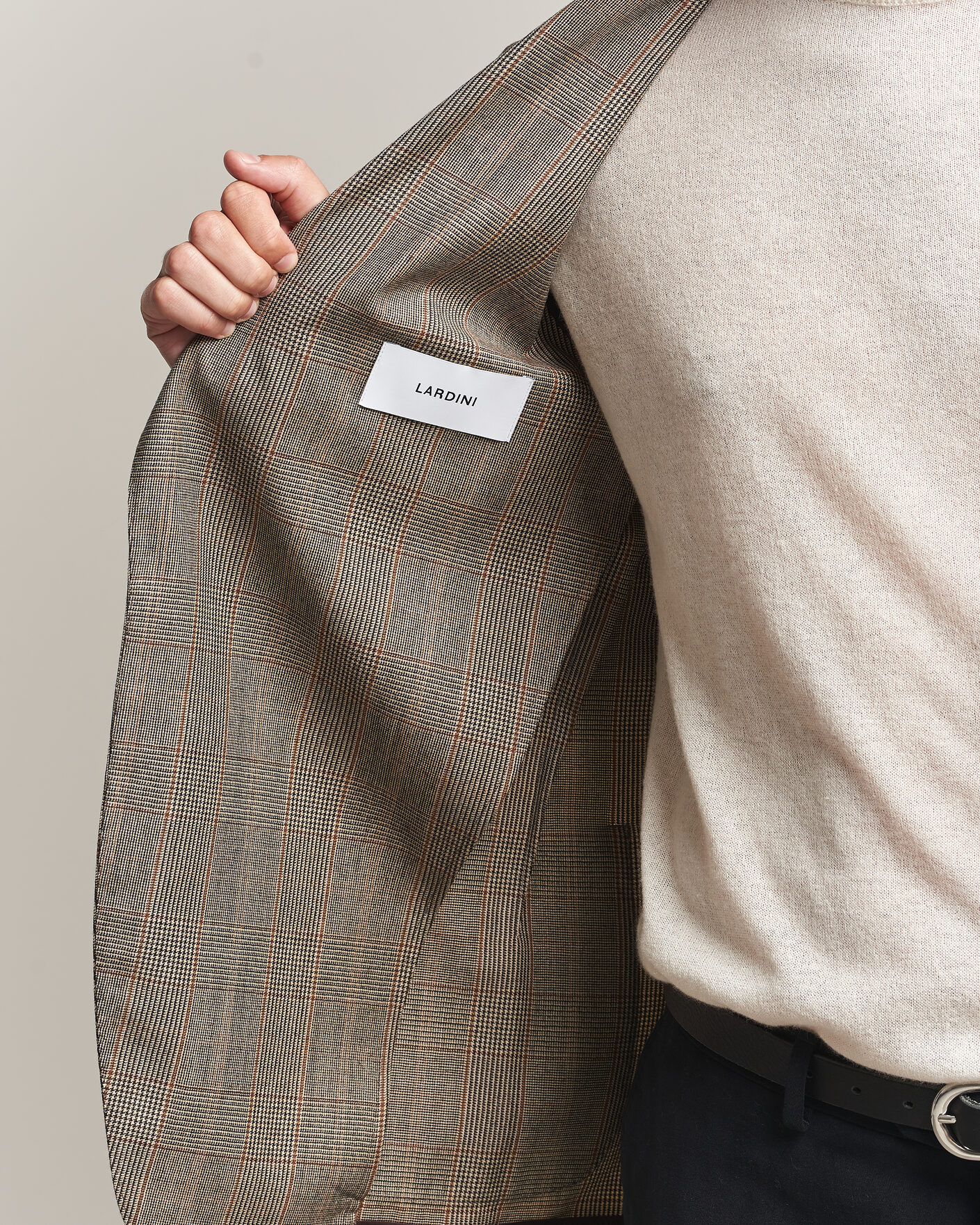Men | Blazers | Lardini | Wool Prince of Wales Check Blazer Brown