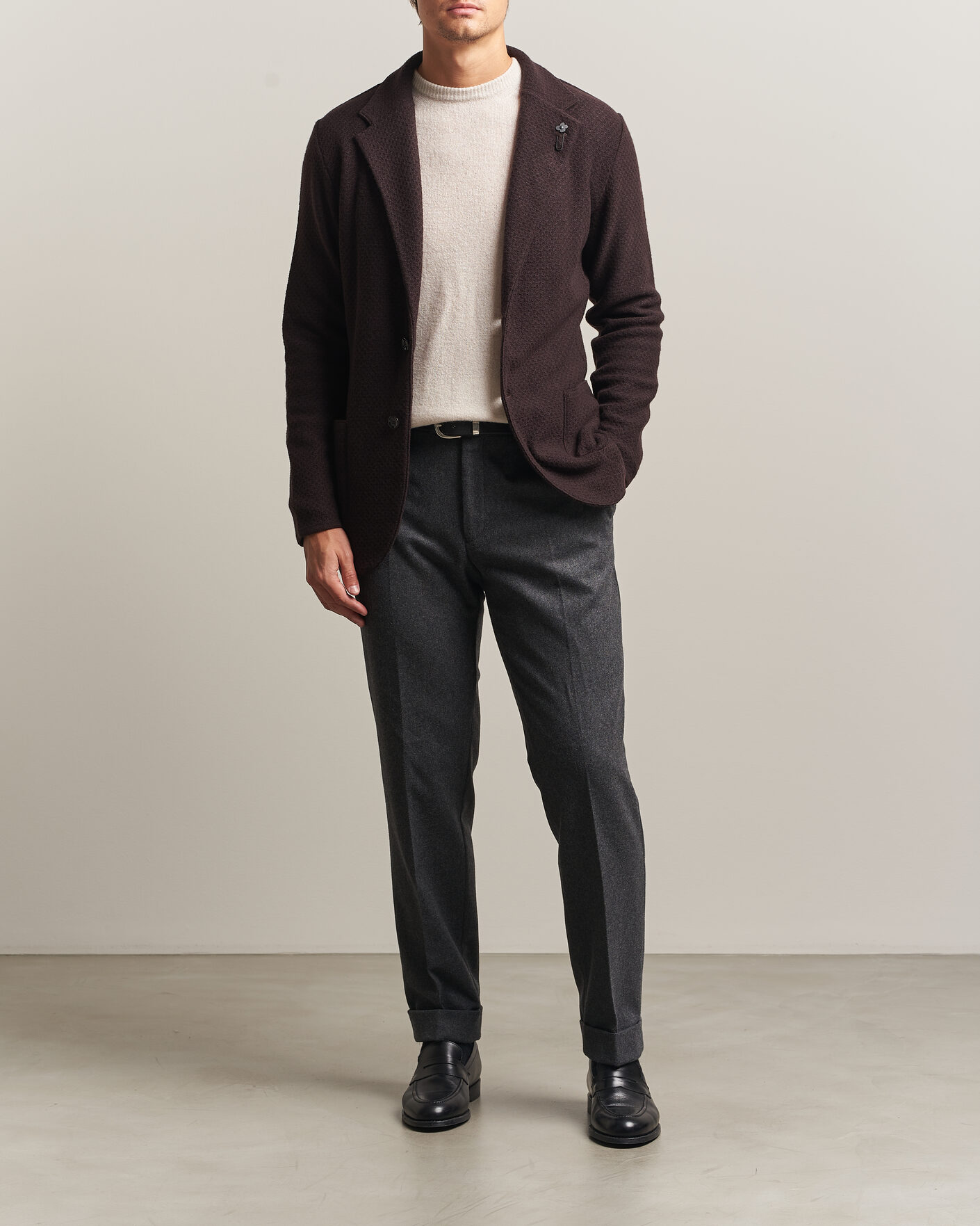Men | Blazers | Lardini | Knitted Structure Wool/Cashmere Blazer Brown