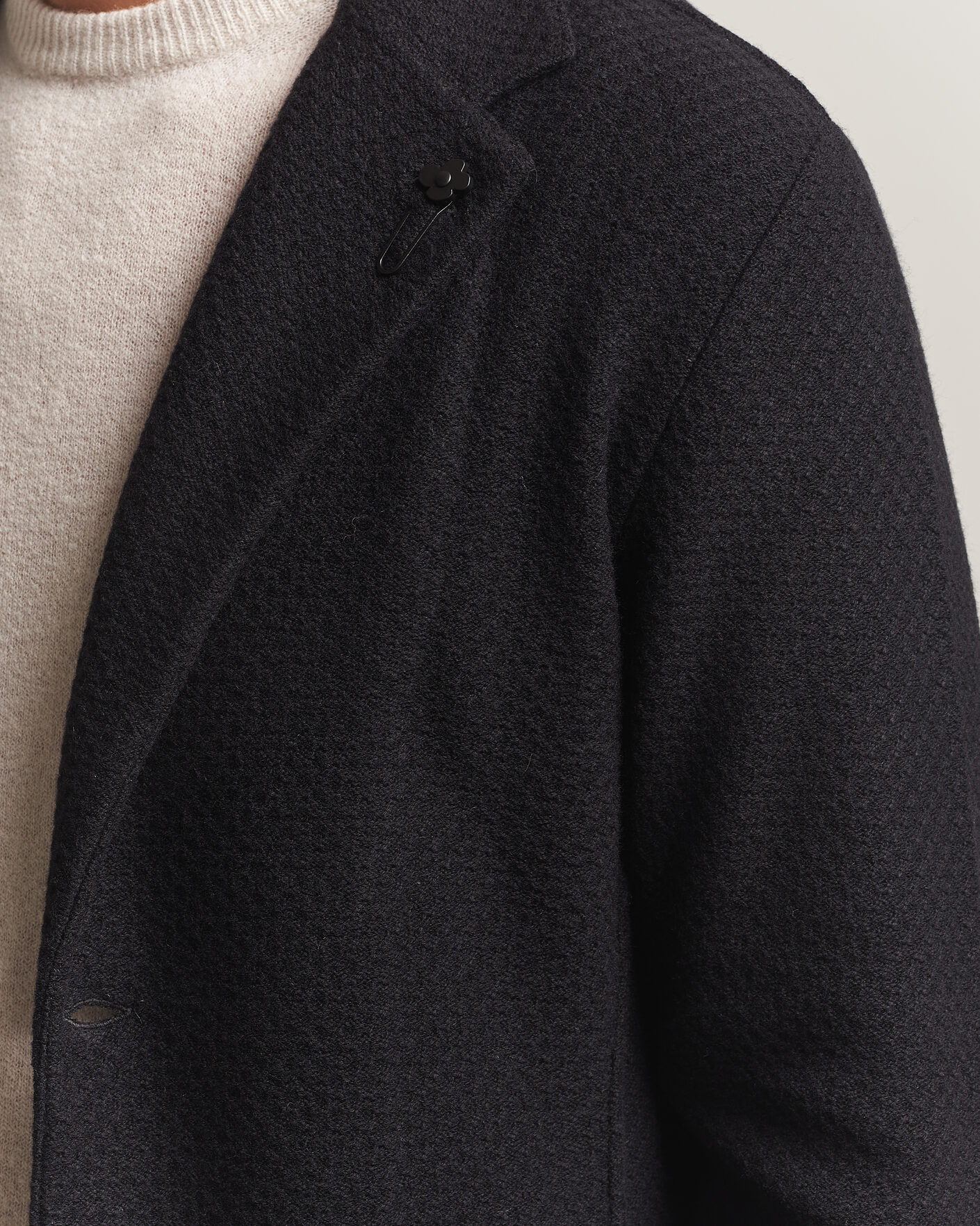 Men | Blazers | Lardini | Knitted Structure Wool/Cashmere Blazer Black