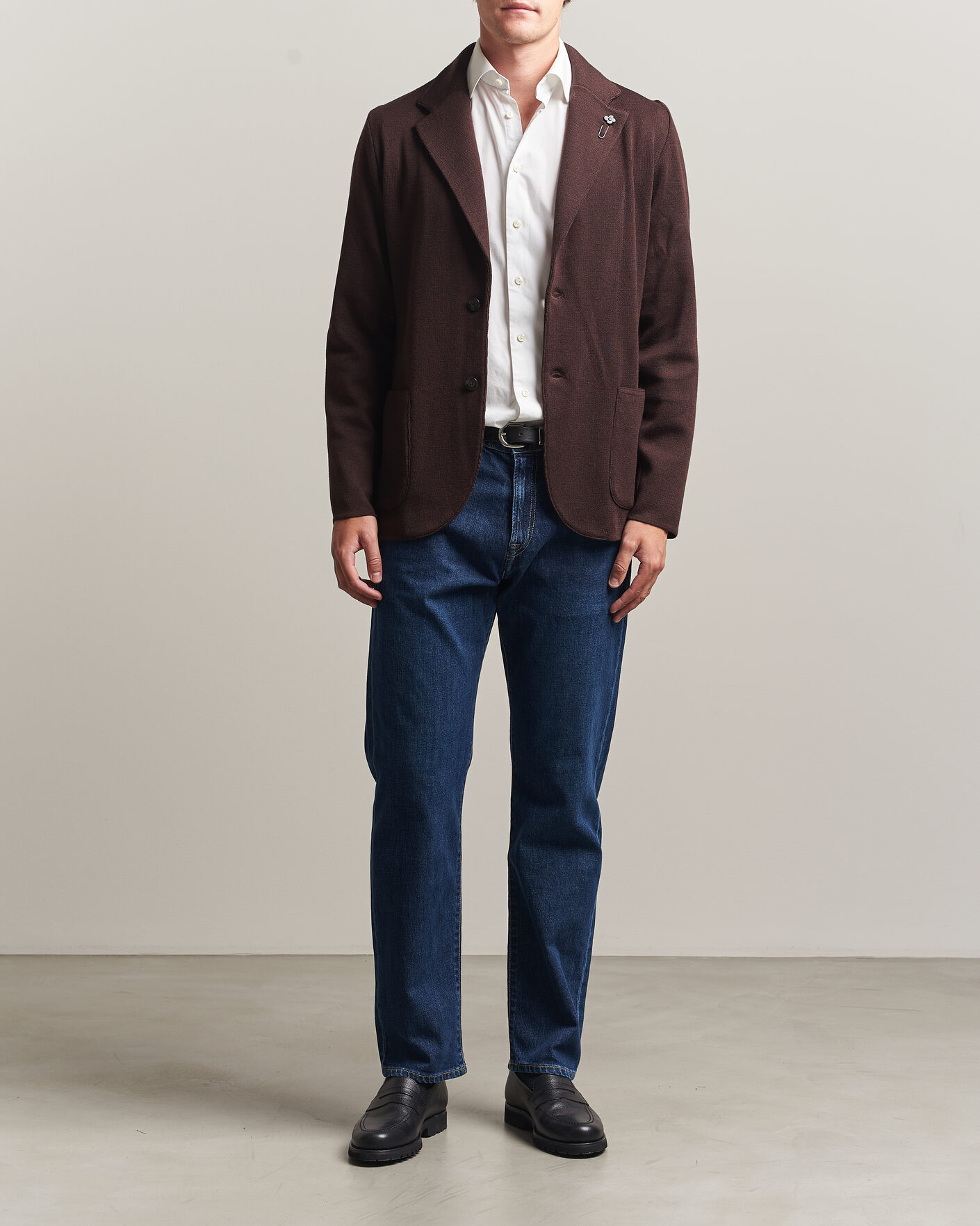 Lardini Knitted Wool Blazer Brown at CareOfCarl.com