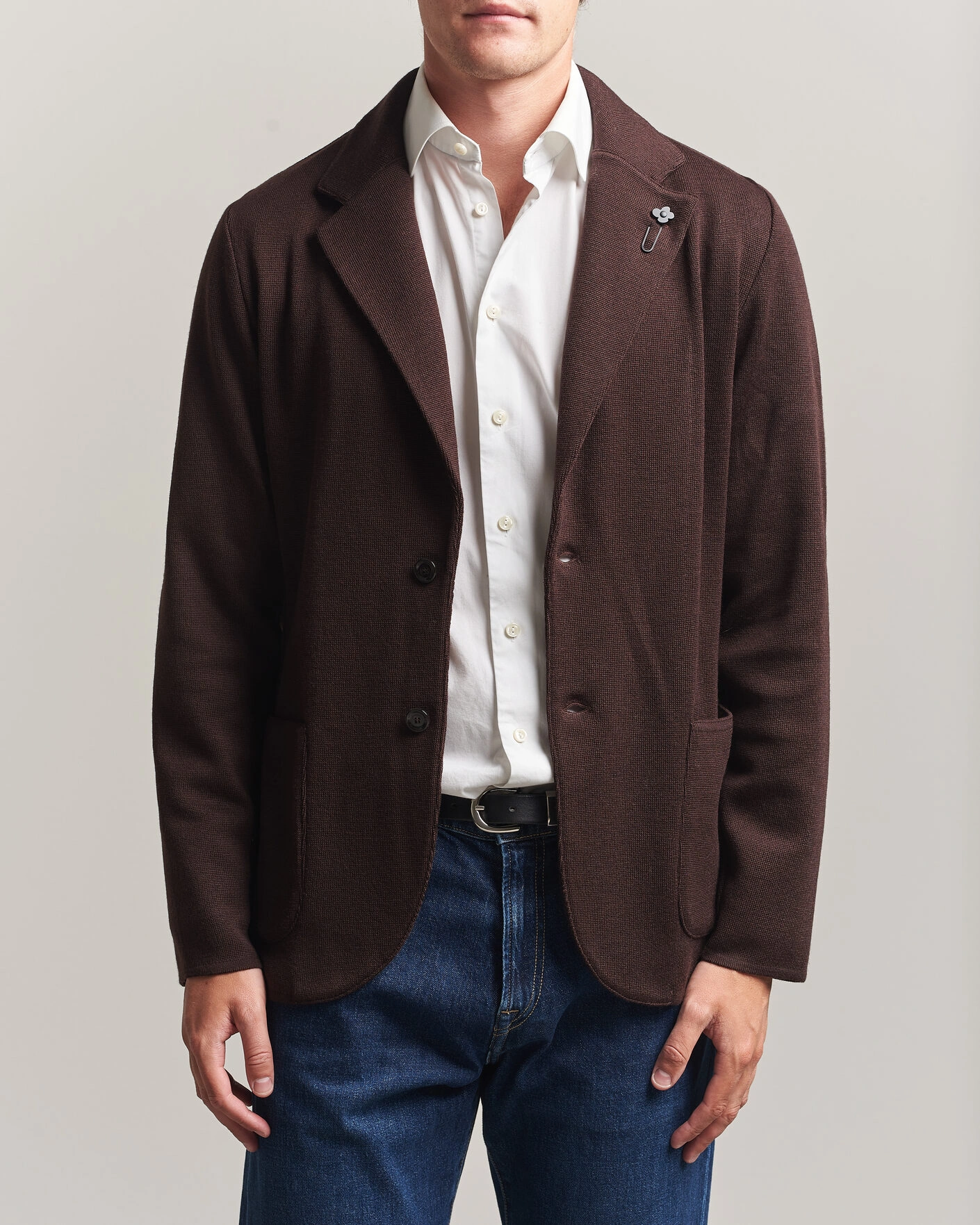 Men | Blazers | Lardini | Knitted Wool Blazer Brown