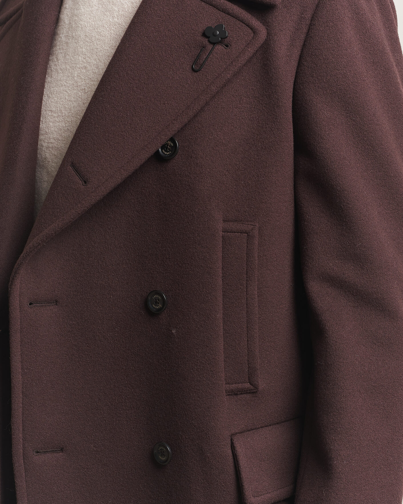 Men | Coats & Jackets | Lardini | Wool Peacoat Brown