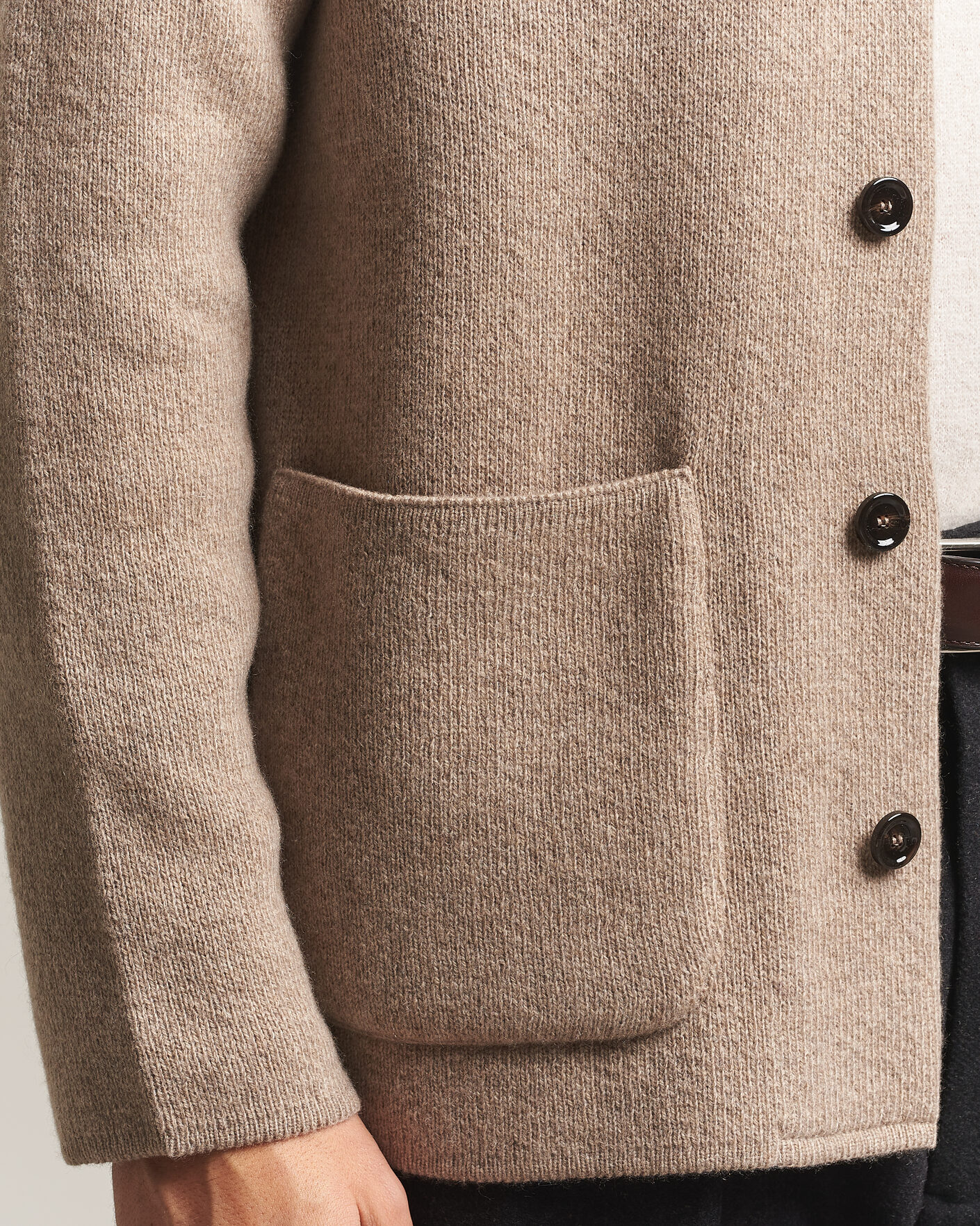 Lardini Knitted Cashmere Overshirt Light Brown at CareOfCarl.com