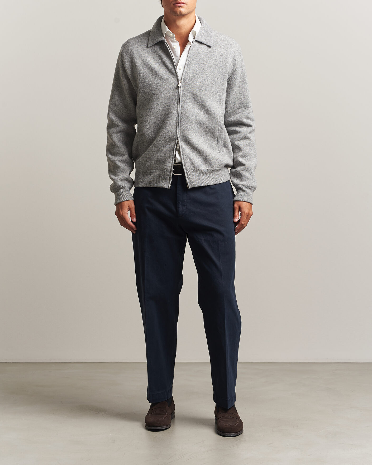Men | Coats & Jackets | Lardini | Knitted Wool Bomber Jacket Grey