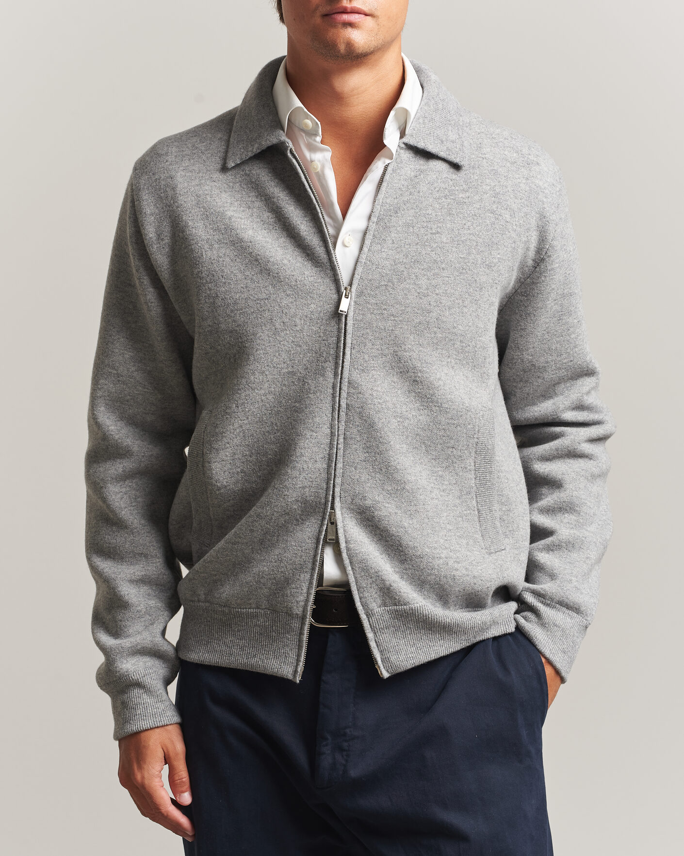 Men | Coats & Jackets | Lardini | Knitted Wool Bomber Jacket Grey