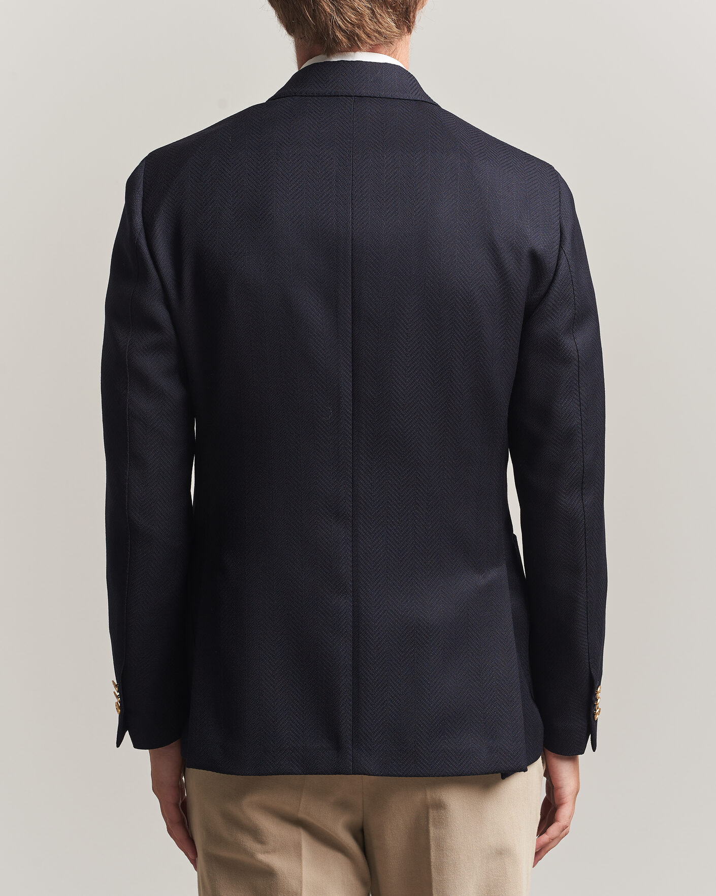 Men | Blazers | Lardini | Double Breasted Herringbone Wool Blazer Navy