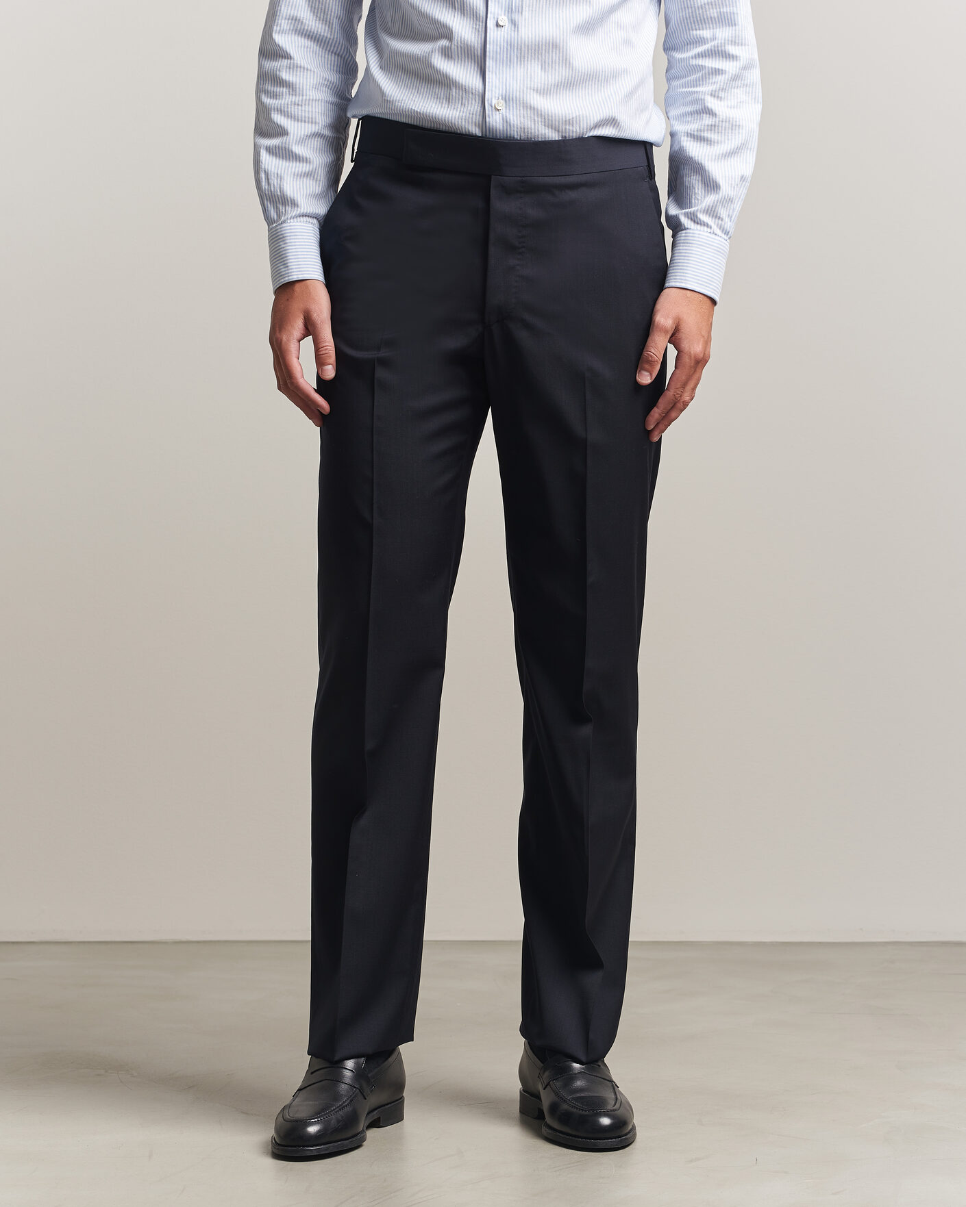 Men | Trousers | Lardini | Straight Fit Wool Trousers Navy