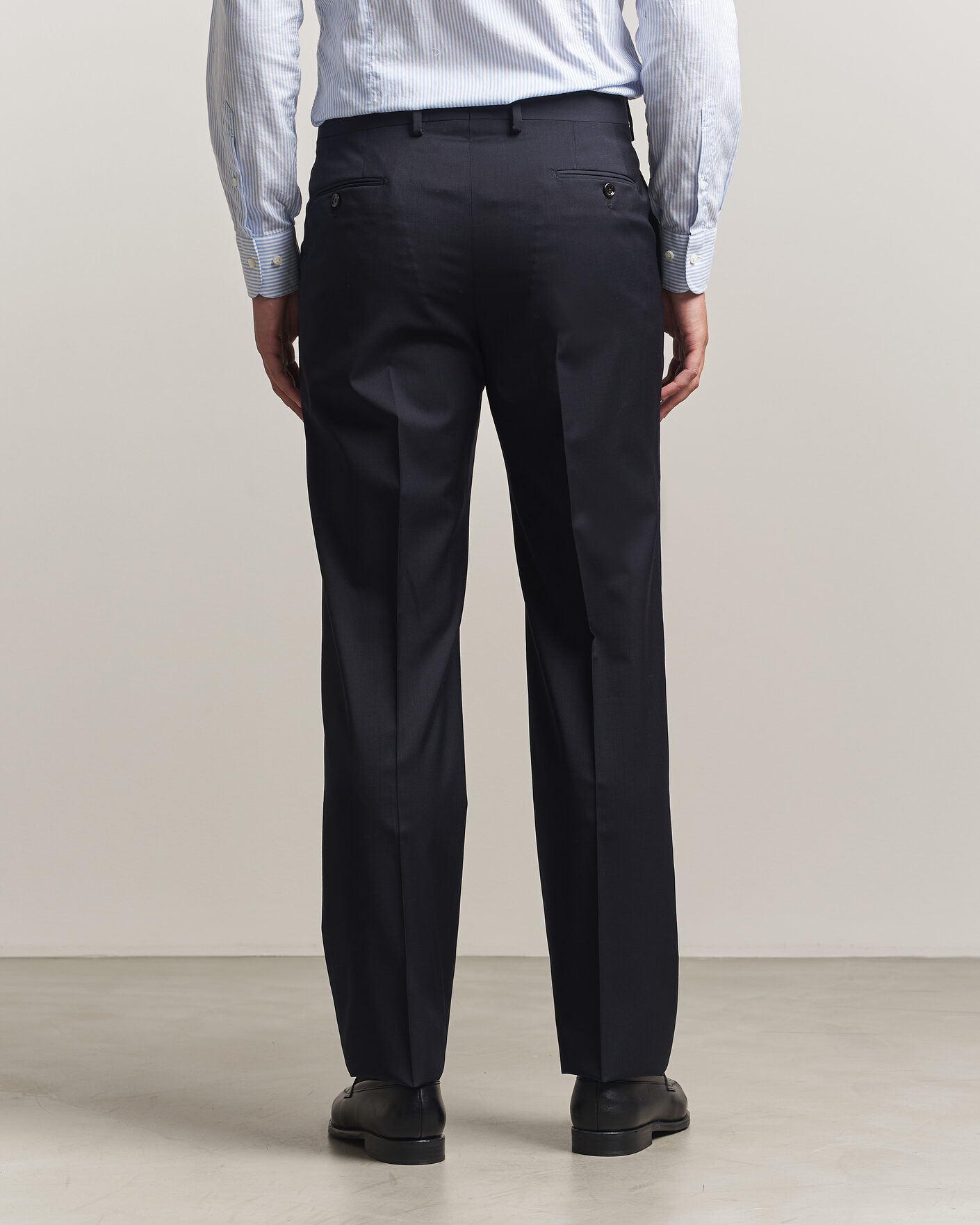 Men | Trousers | Lardini | Straight Fit Wool Trousers Navy