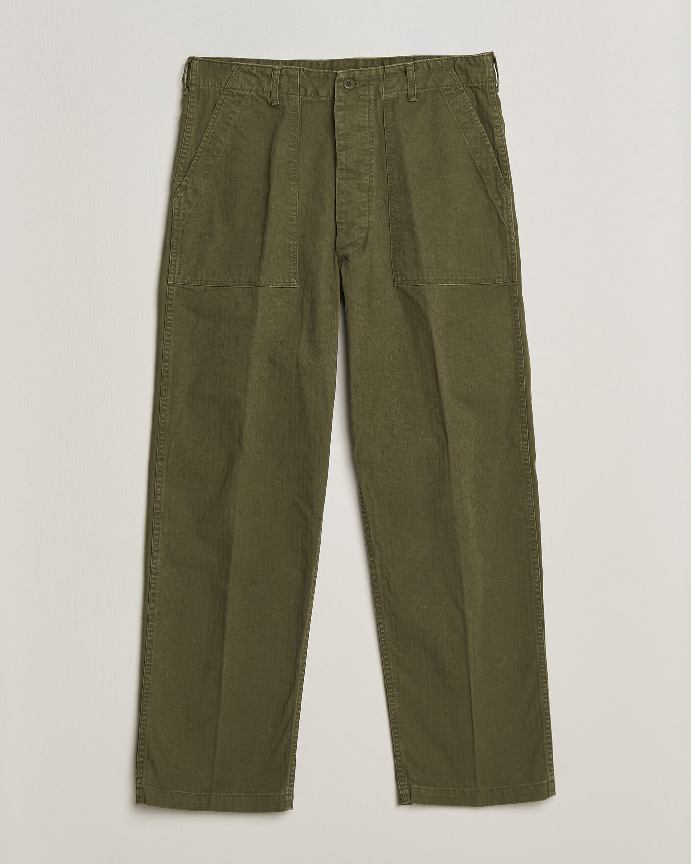 Men | Trousers | orSlow | Vintage Fit Herringbone Fatigue Pants Army Green