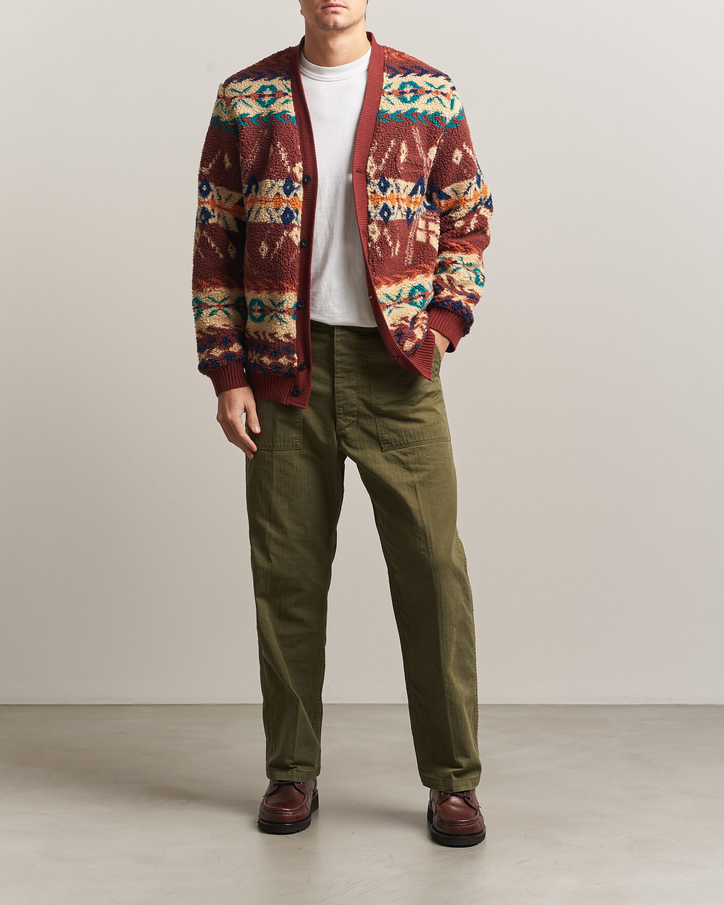 Men | Trousers | orSlow | Vintage Fit Herringbone Fatigue Pants Army Green