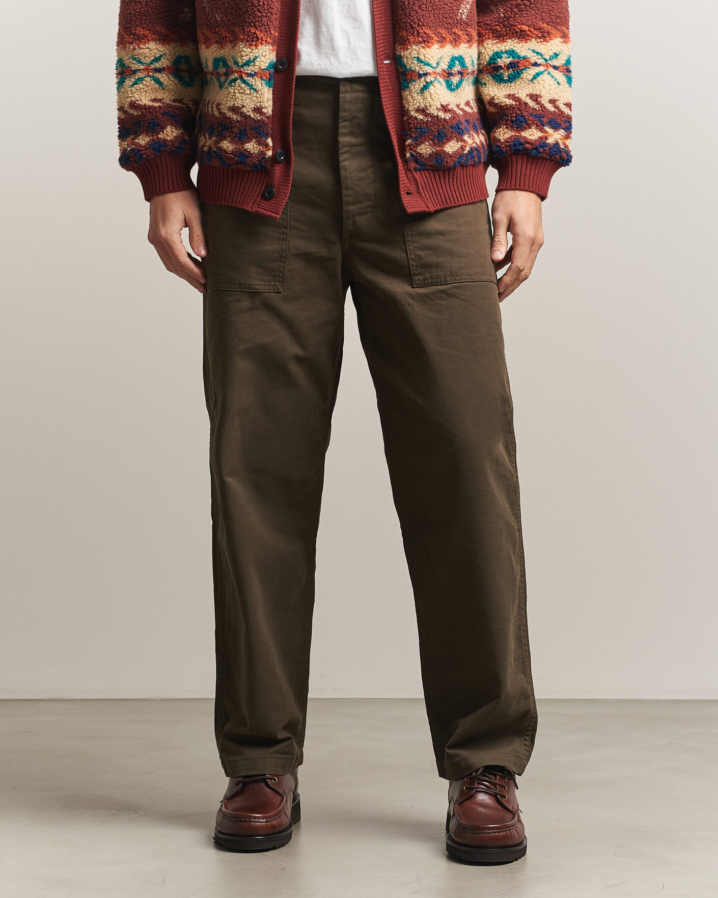 Men | Trousers | orSlow | Regular Fit Original Sateen Fatigue Pants Coffee Brown