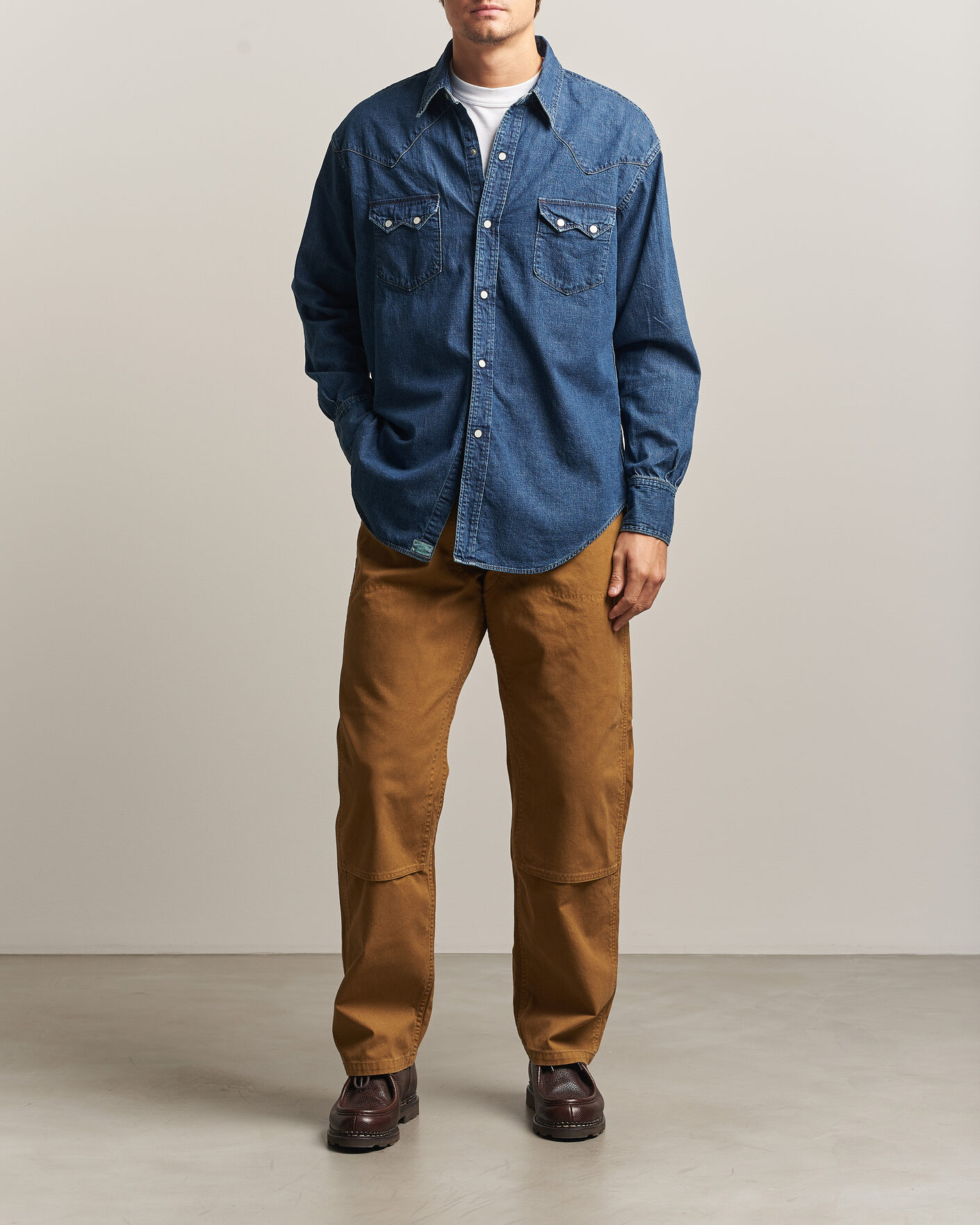 Men | Trousers | orSlow | Double Knee Work Trousers Brown