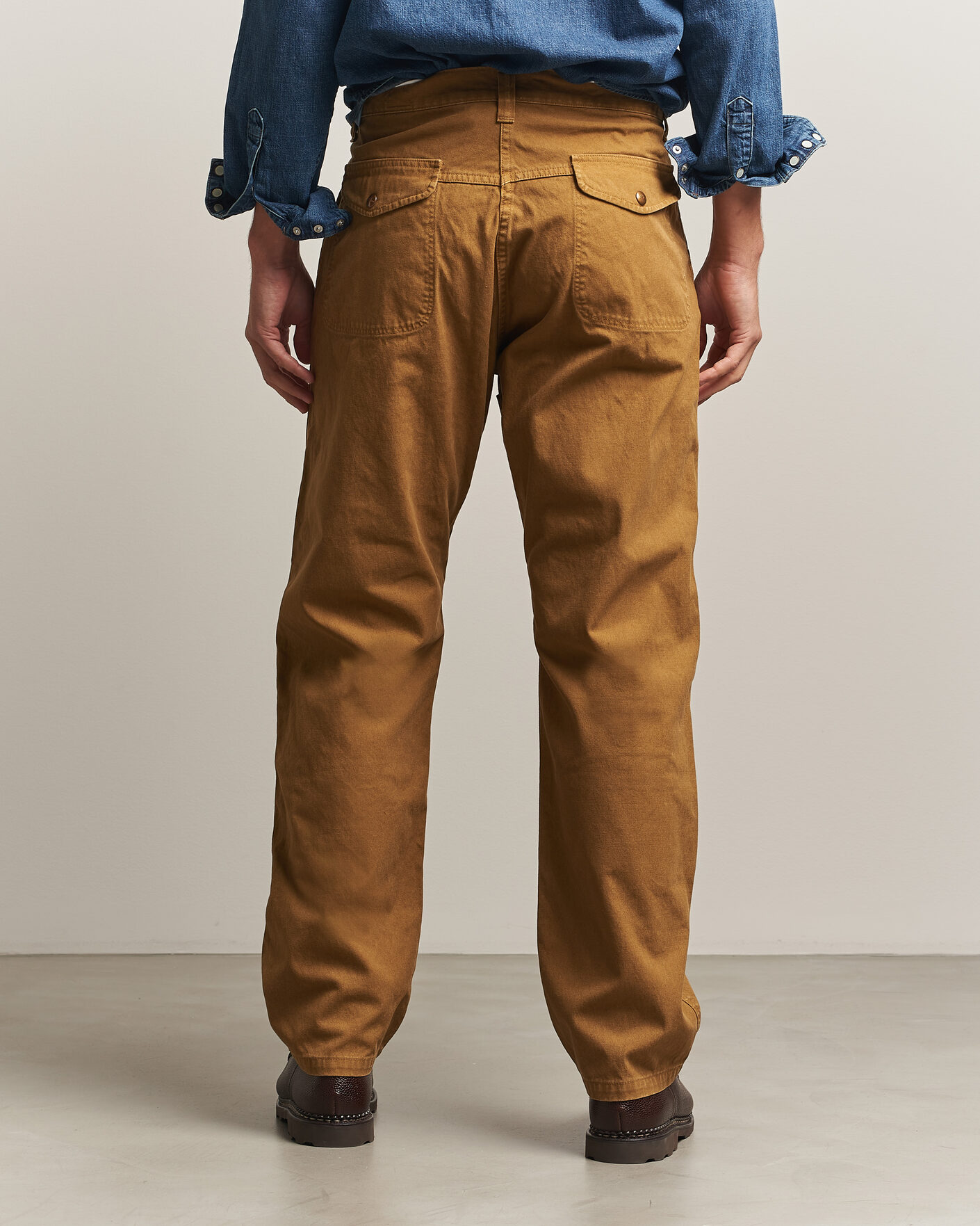 Men | Trousers | orSlow | Double Knee Work Trousers Brown
