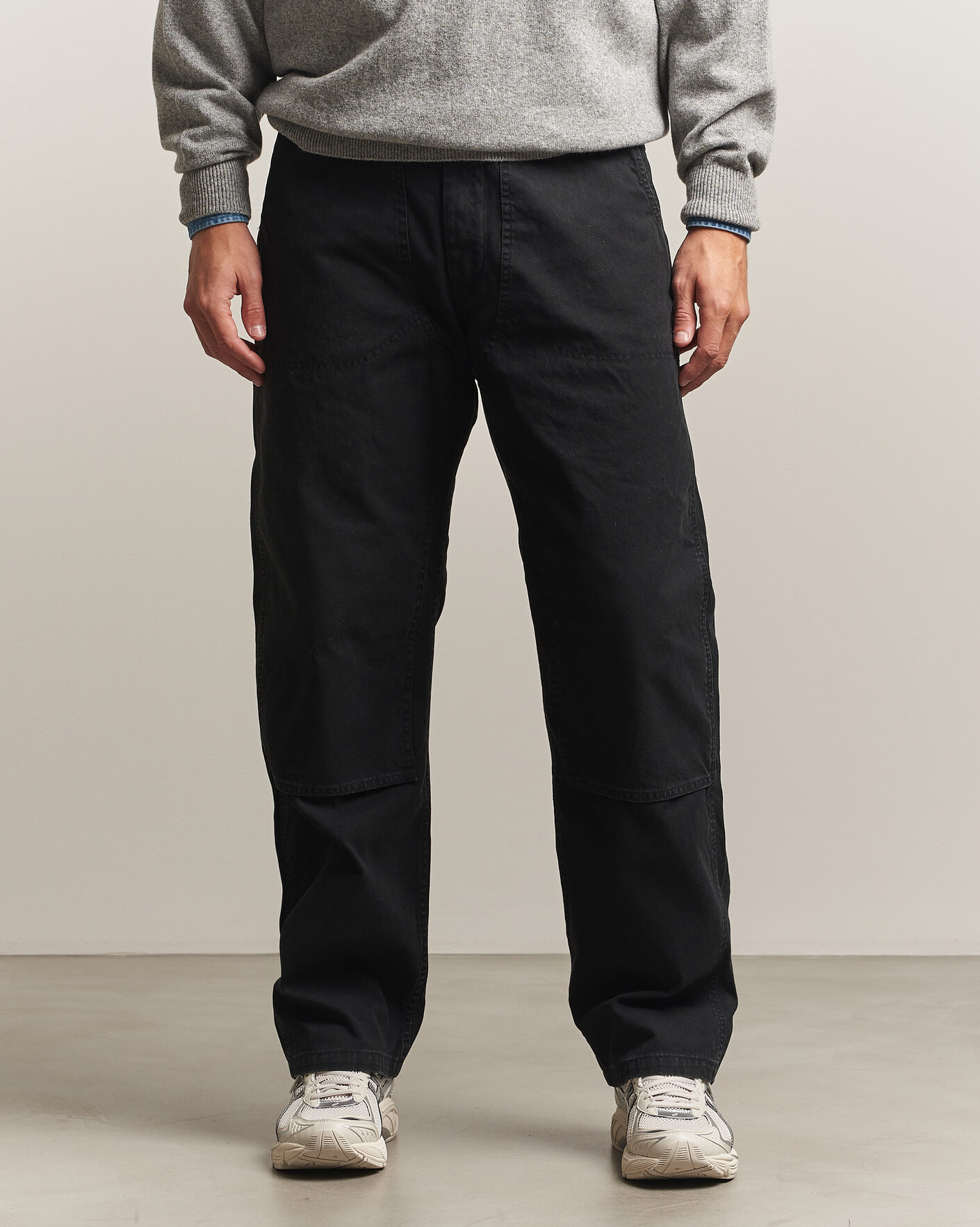 Men | Trousers | orSlow | Double Knee Work Trousers Black