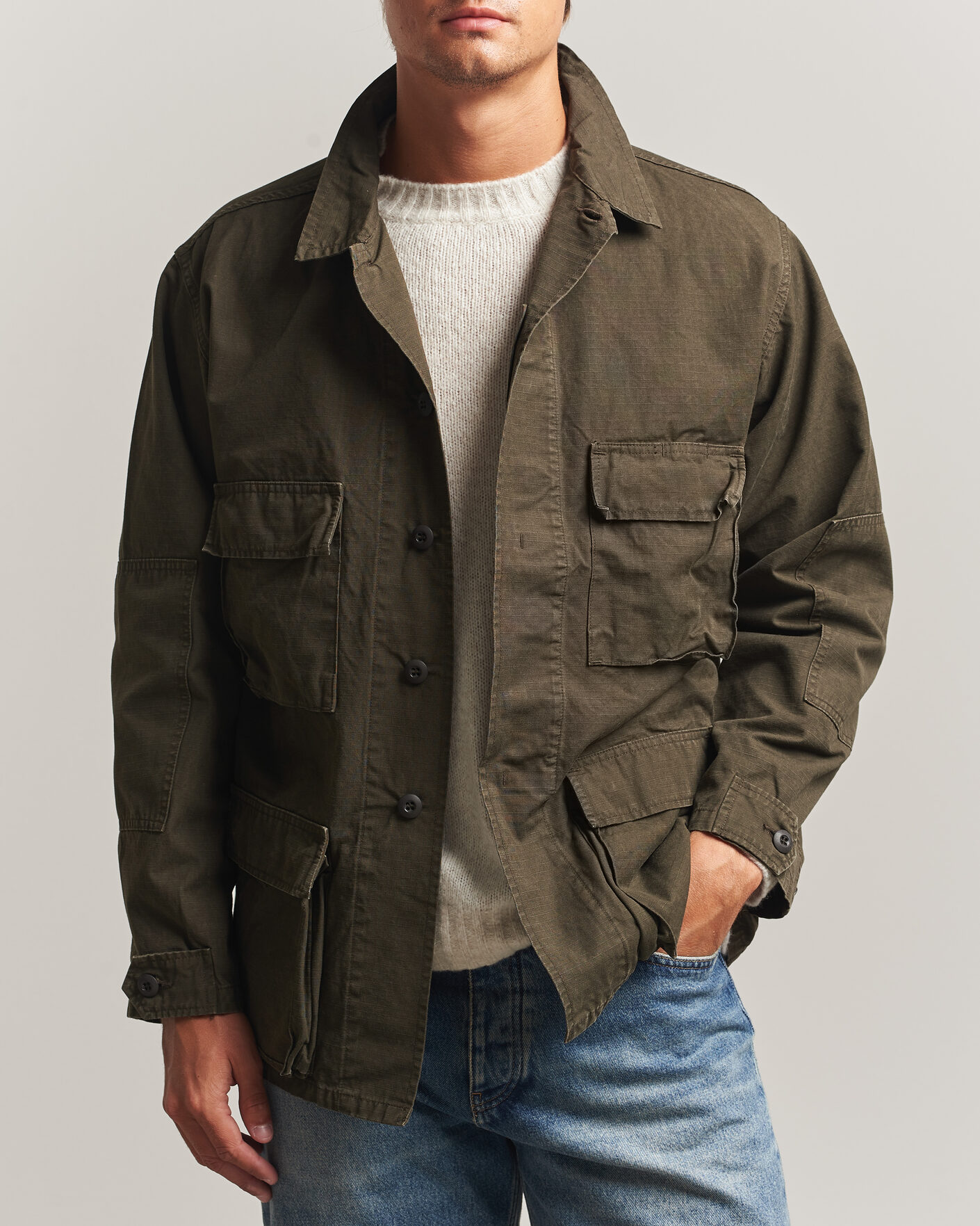 Men | Coats & Jackets | orSlow | B.D.U. Stone Washed Jacket Coffee Brown