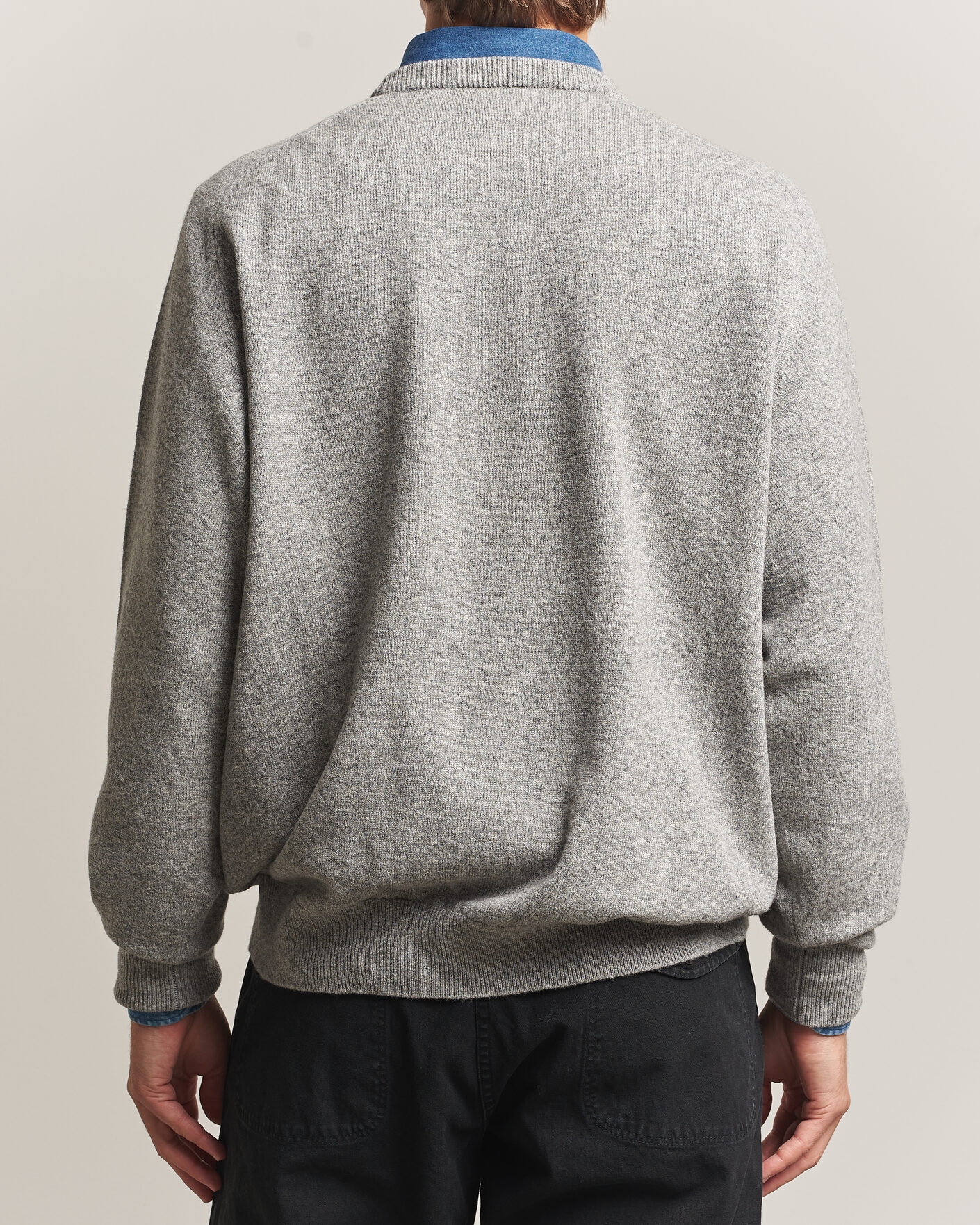 Men | Sweaters & Knitwear | orSlow | Simple Crew Neck Sweater Light Grey