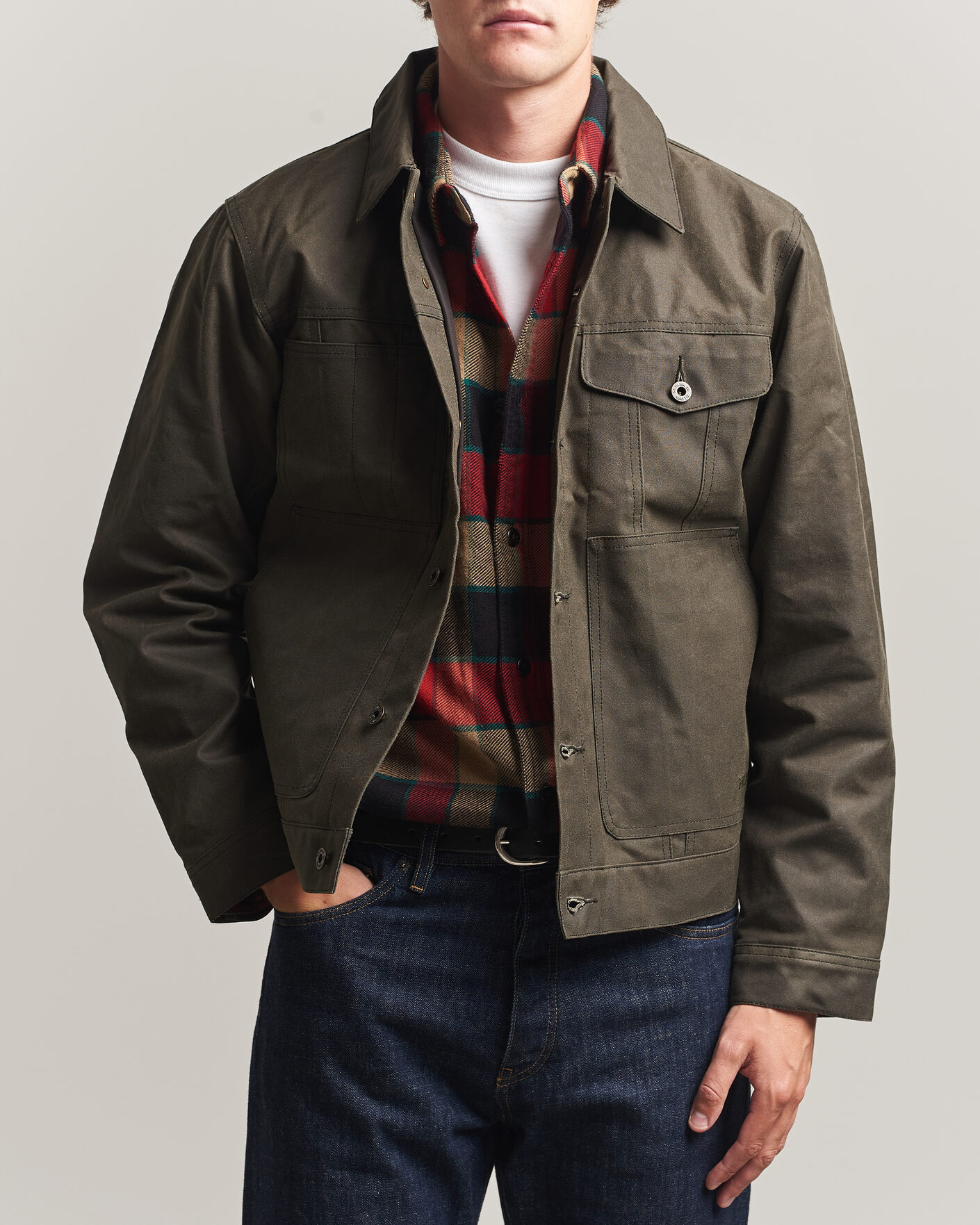 Men | Coats & Jackets | Filson | Short Lined Tin Cloth Cruiser Beluga