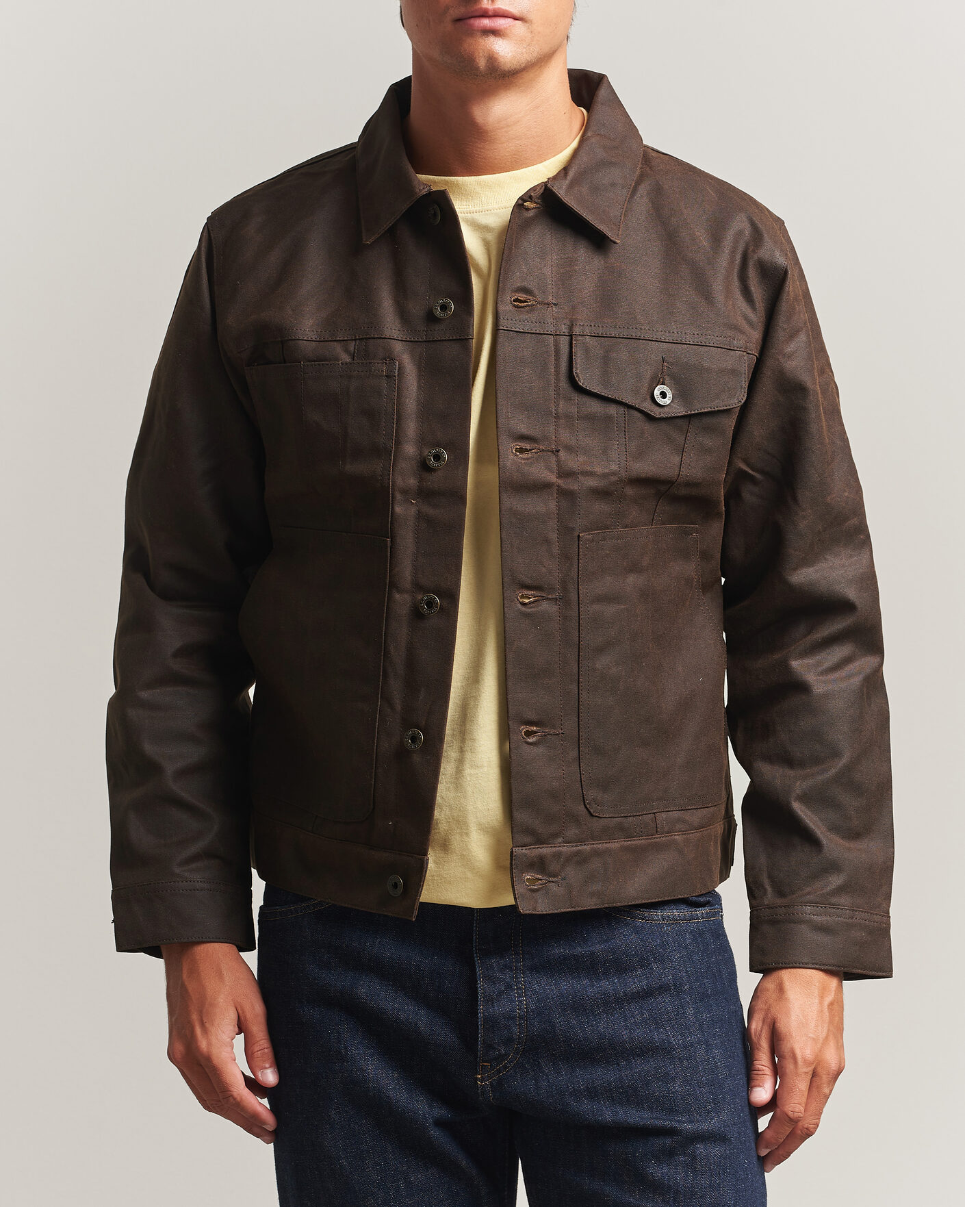 Men | Coats & Jackets | Filson | Short Lined Tin Cloth Cruiser Dark Brown