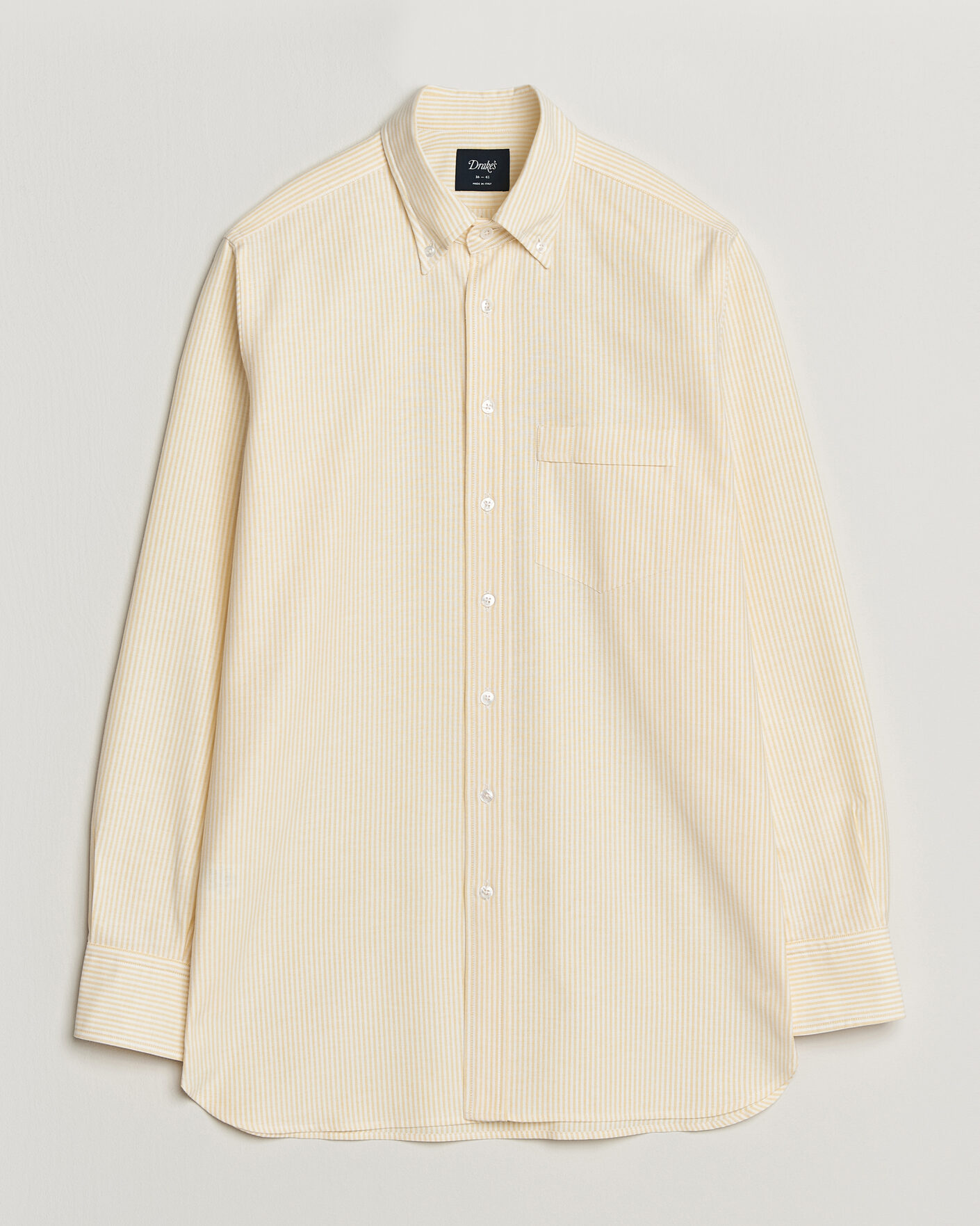 Men | Shirts | Drake's | Striped Button Down Oxford Shirt Yellow