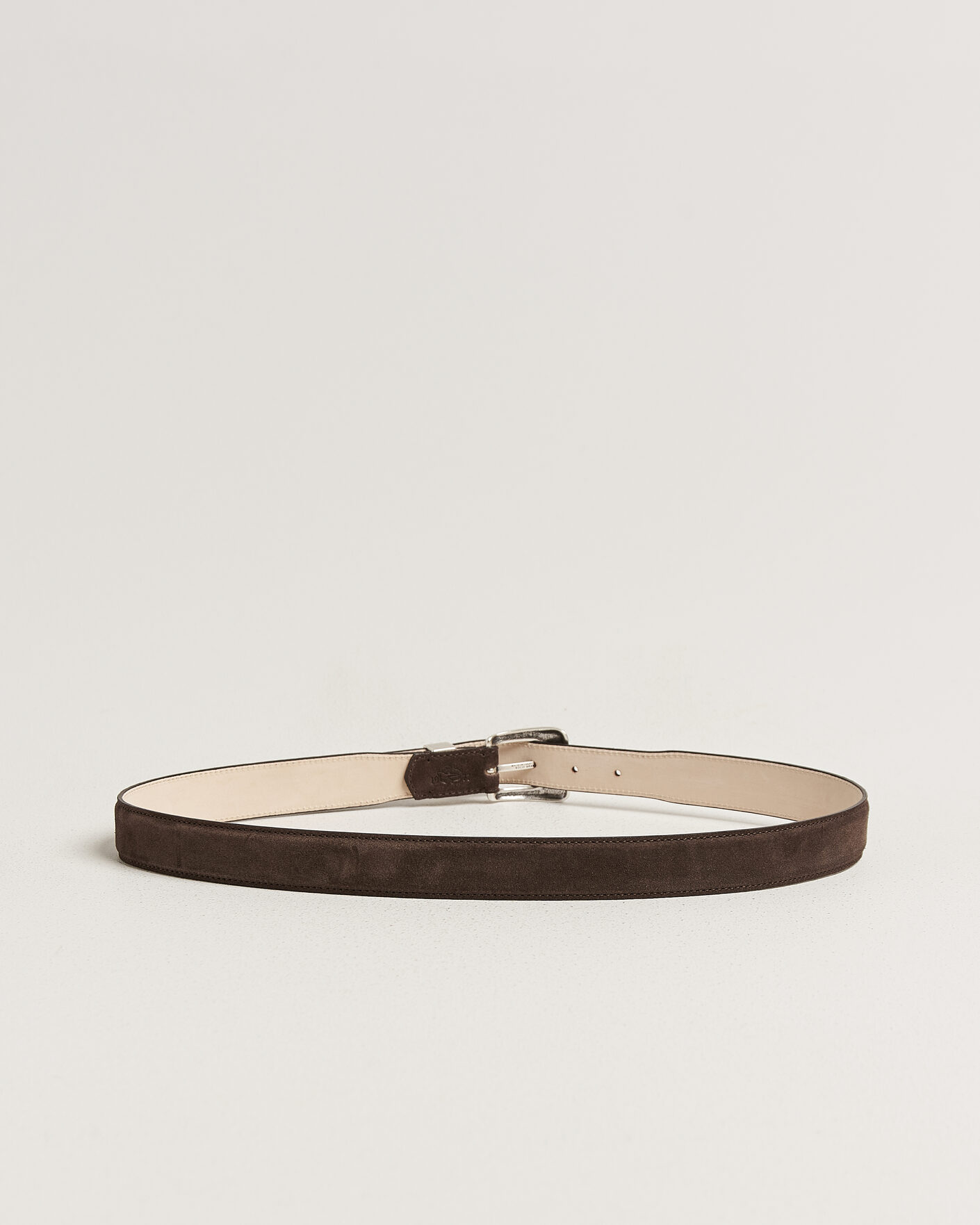 Men | Belts | Drake's | Suede Western Belt Dark Brown