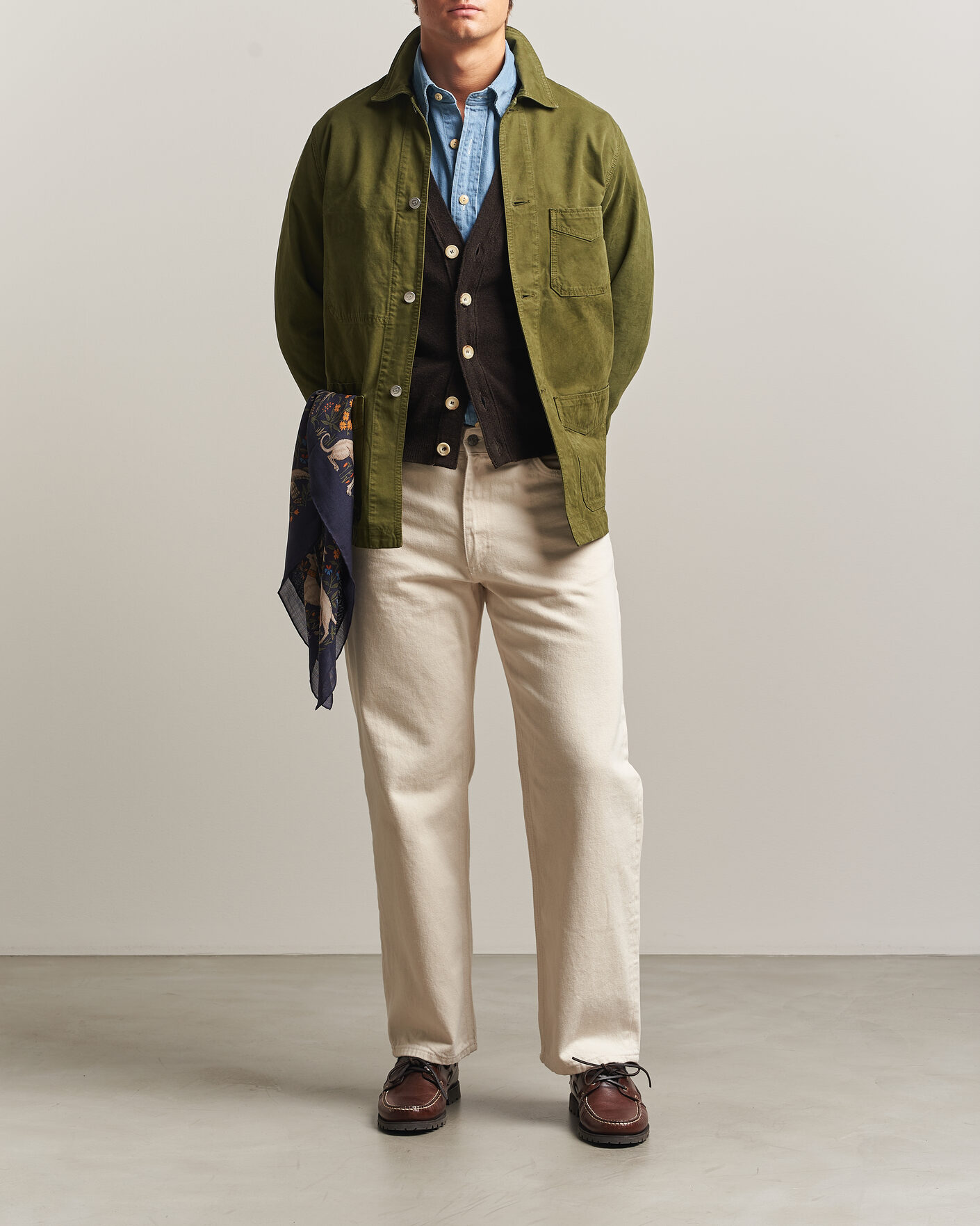 Men | Coats & Jackets | Drake's | Duck Cotton Canvas Chore Jacket Olive