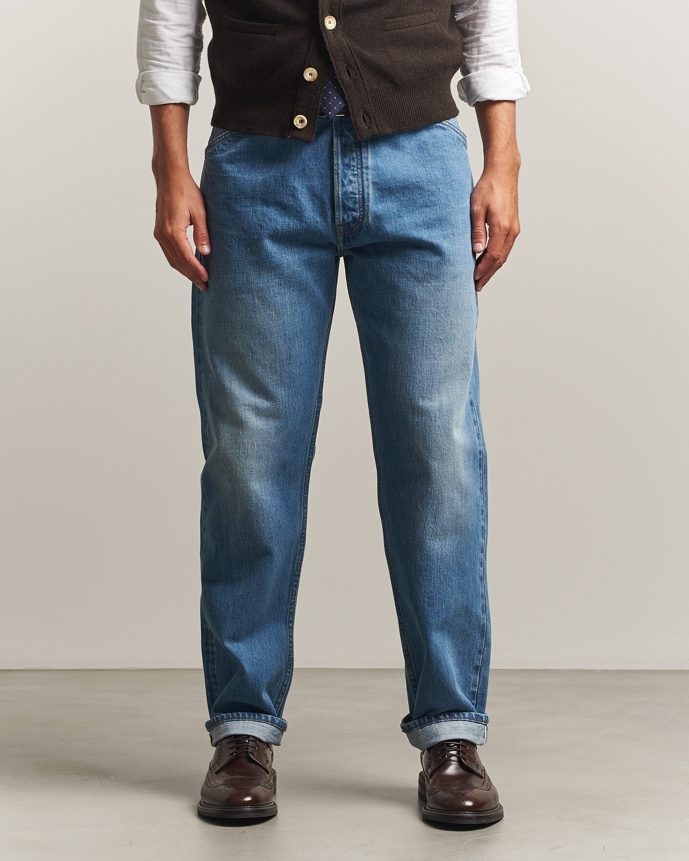 Men | Jeans | Drake's | 5-Pocket Japanese Selvedge Denim Stone Wash