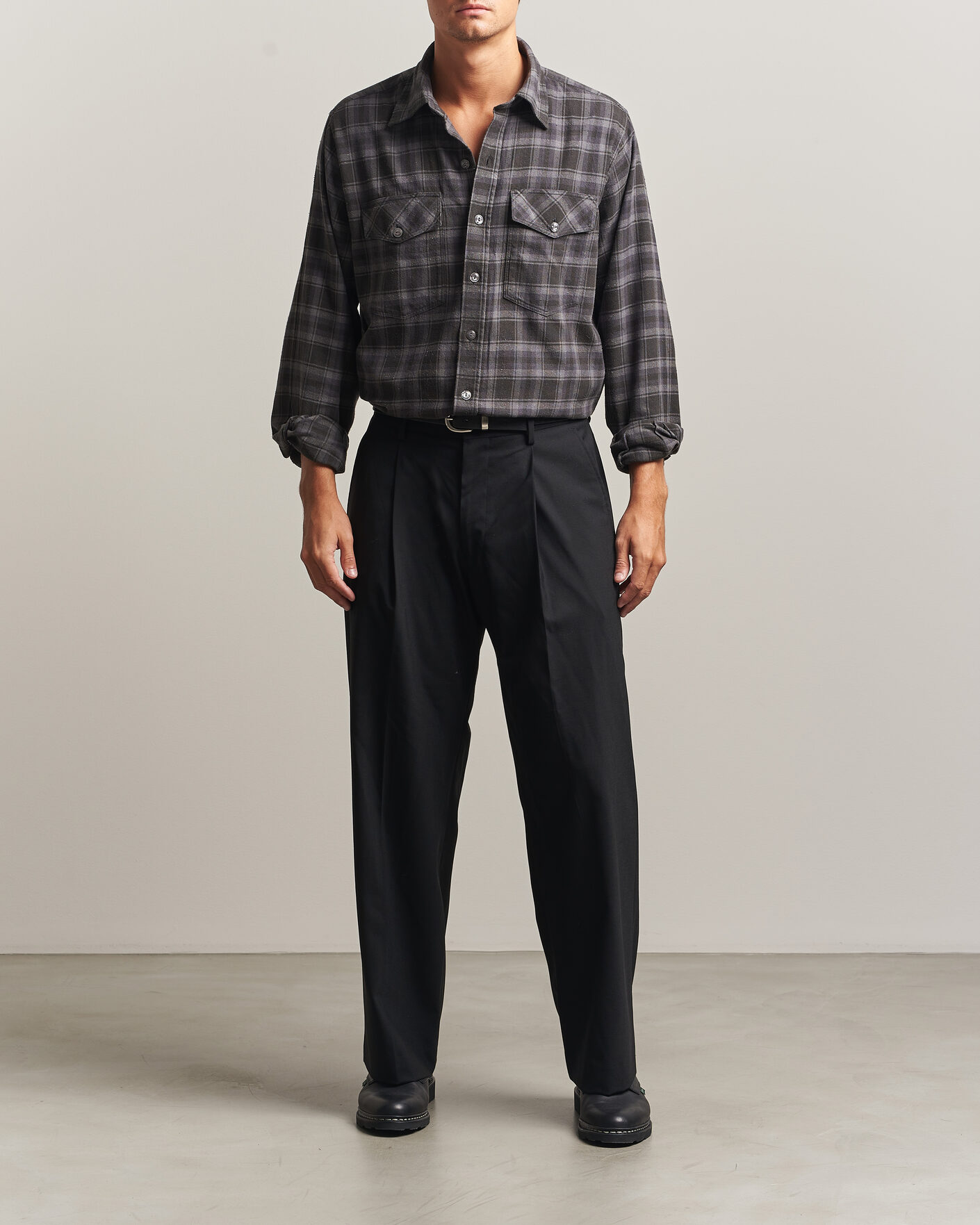 Men | Shirts | Drake's | Cotton/Silk Two Pocket Shirt Grey