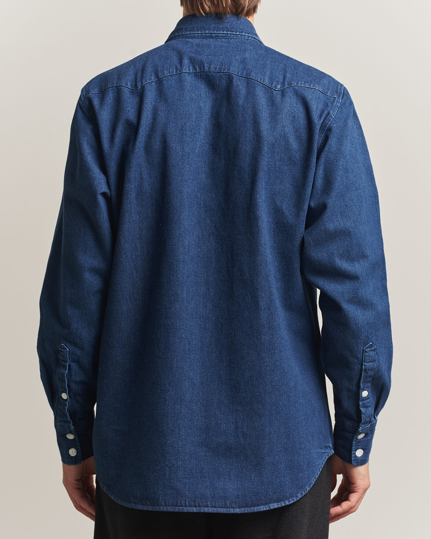 Men | Shirts | Drake's | Western Selvedge Denim Shirt Stone Wash Indigo