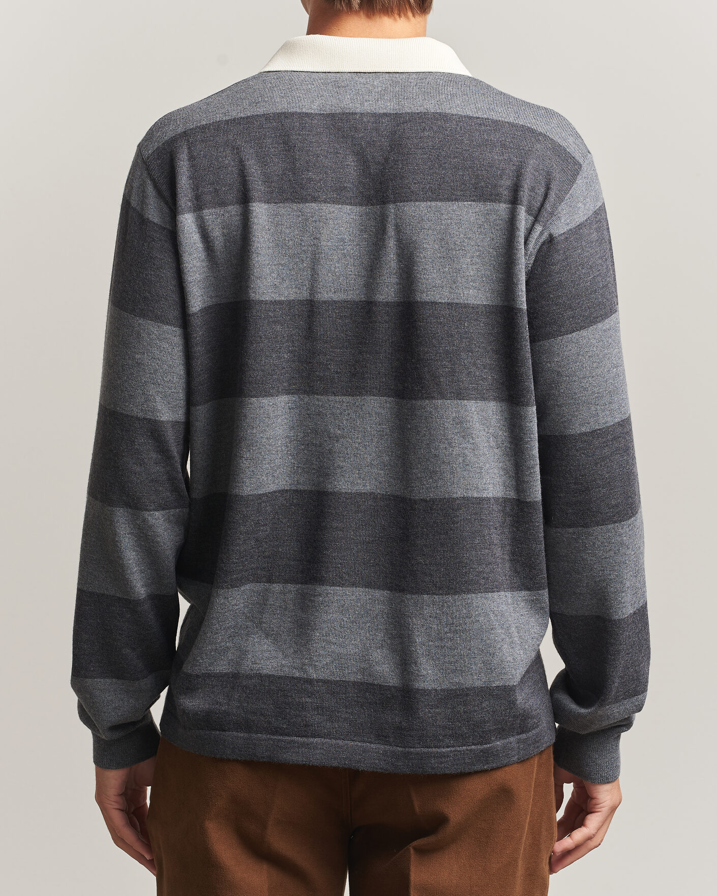 Men | Sweaters & Knitwear | Drake's | Block Stripe Knitted Rugby Mid Grey