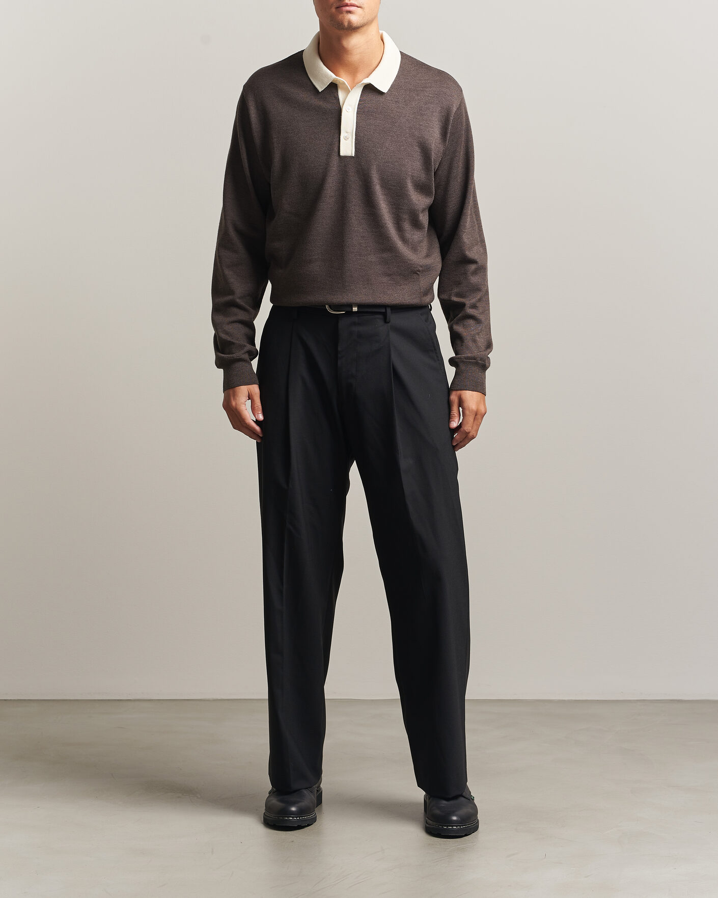 Men | Sweaters & Knitwear | Drake's | Solid Knitted Rugby Brown